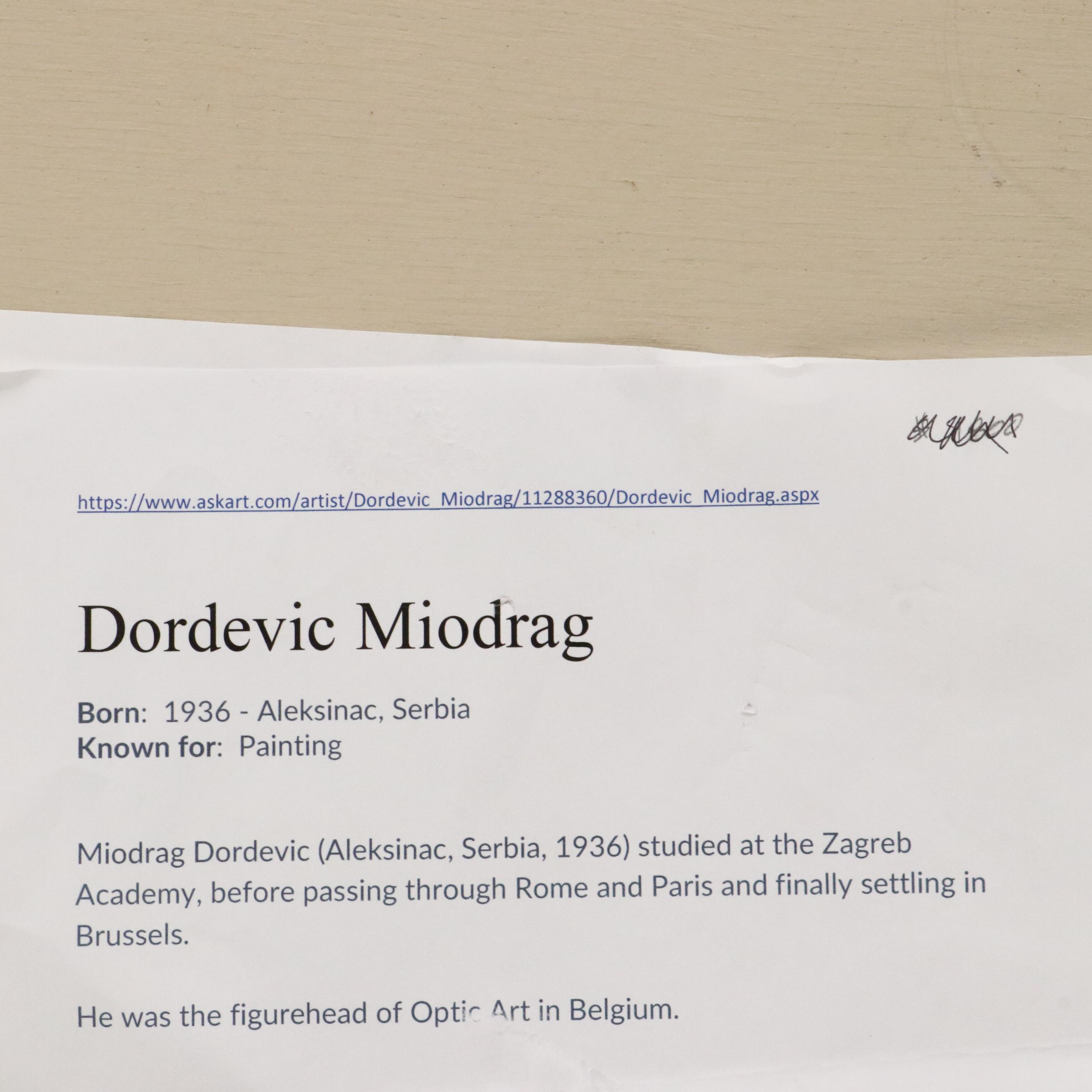 Dordevic Miodrag Op Art Oil Painting, 20th Century