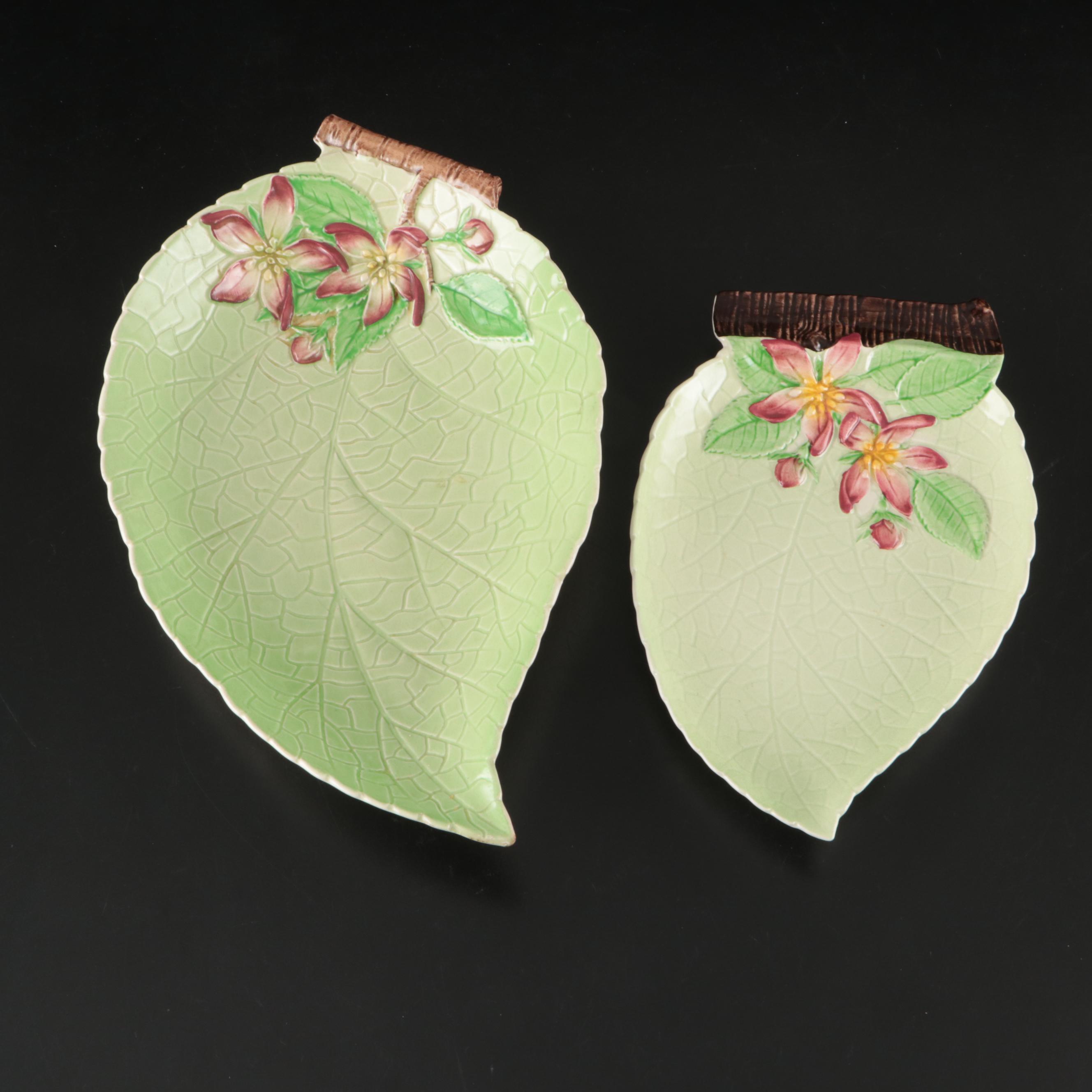 Carlton Ware "Apple Blossom" Leaf-Shaped and Faux Wicker Ceramic Dishes