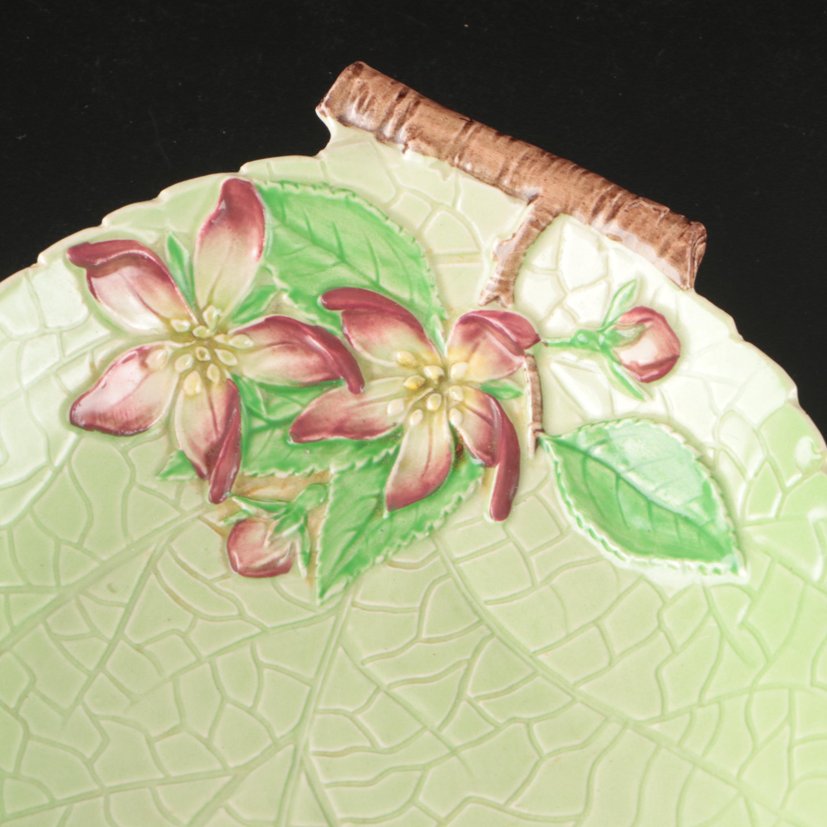 Carlton Ware "Apple Blossom" Leaf-Shaped and Faux Wicker Ceramic Dishes