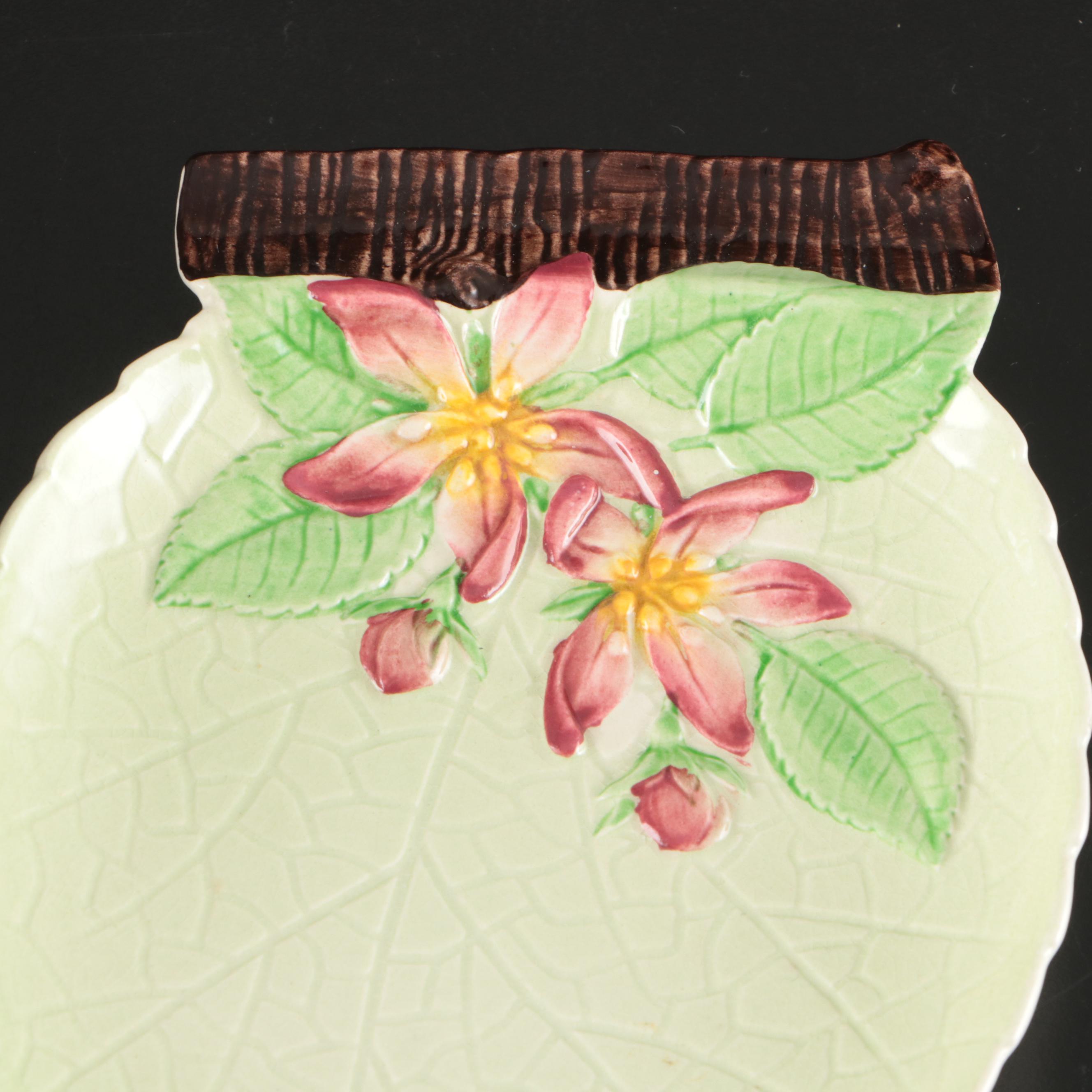 Carlton Ware "Apple Blossom" Leaf-Shaped and Faux Wicker Ceramic Dishes