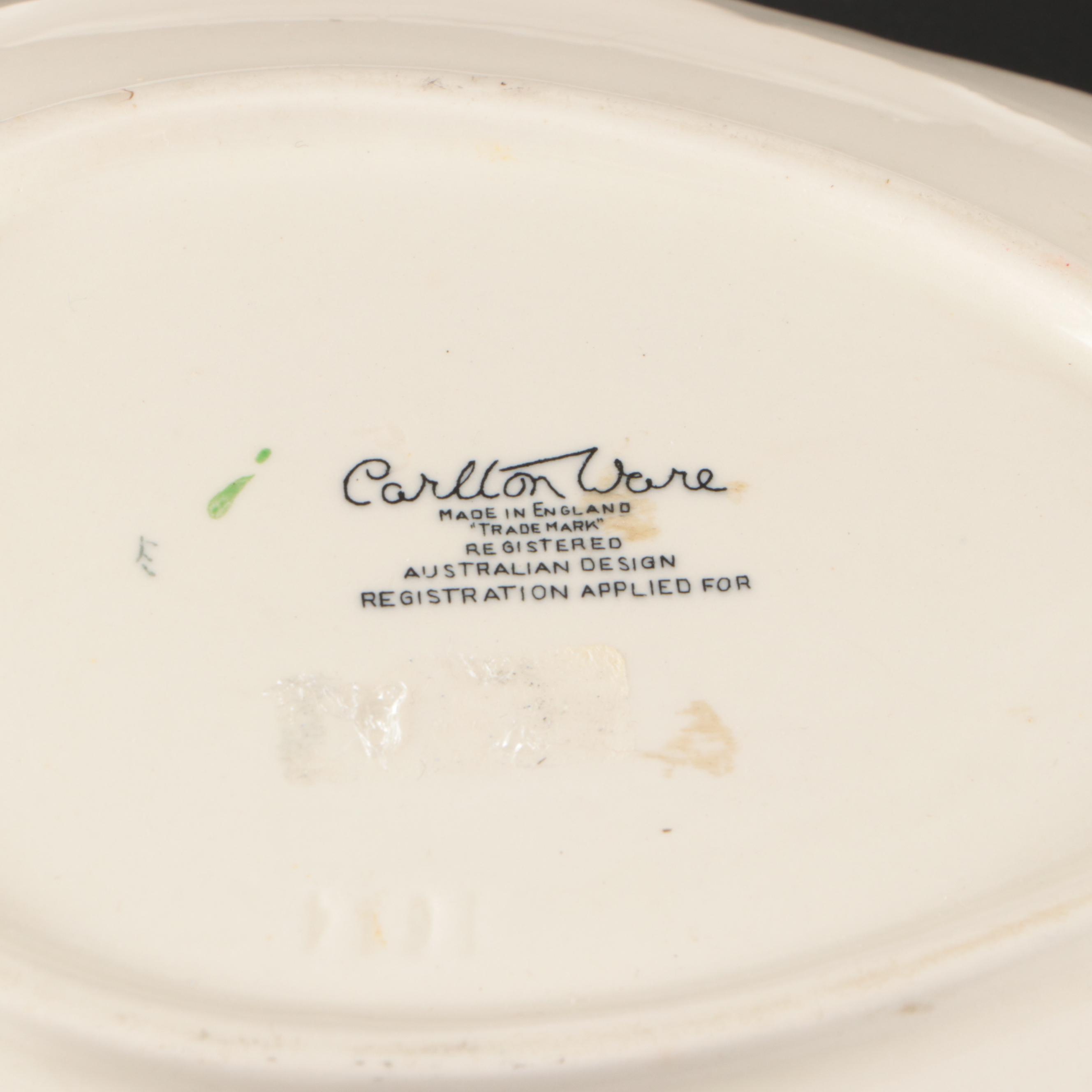 Carlton Ware "Apple Blossom" Leaf-Shaped and Faux Wicker Ceramic Dishes