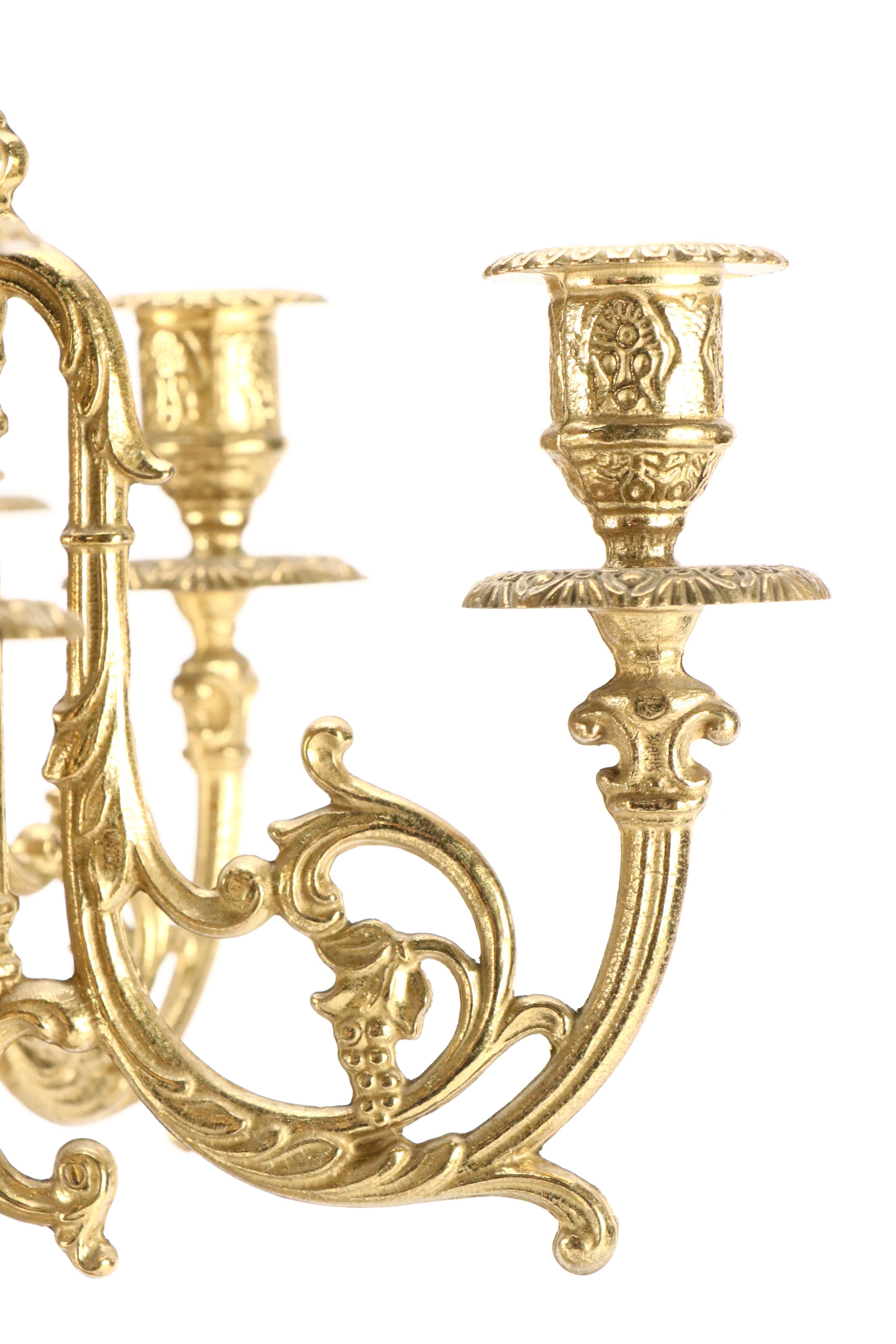 Franz Hermle Louis XIV Style Gilt Mantel Clock and Candelabra Garniture Set