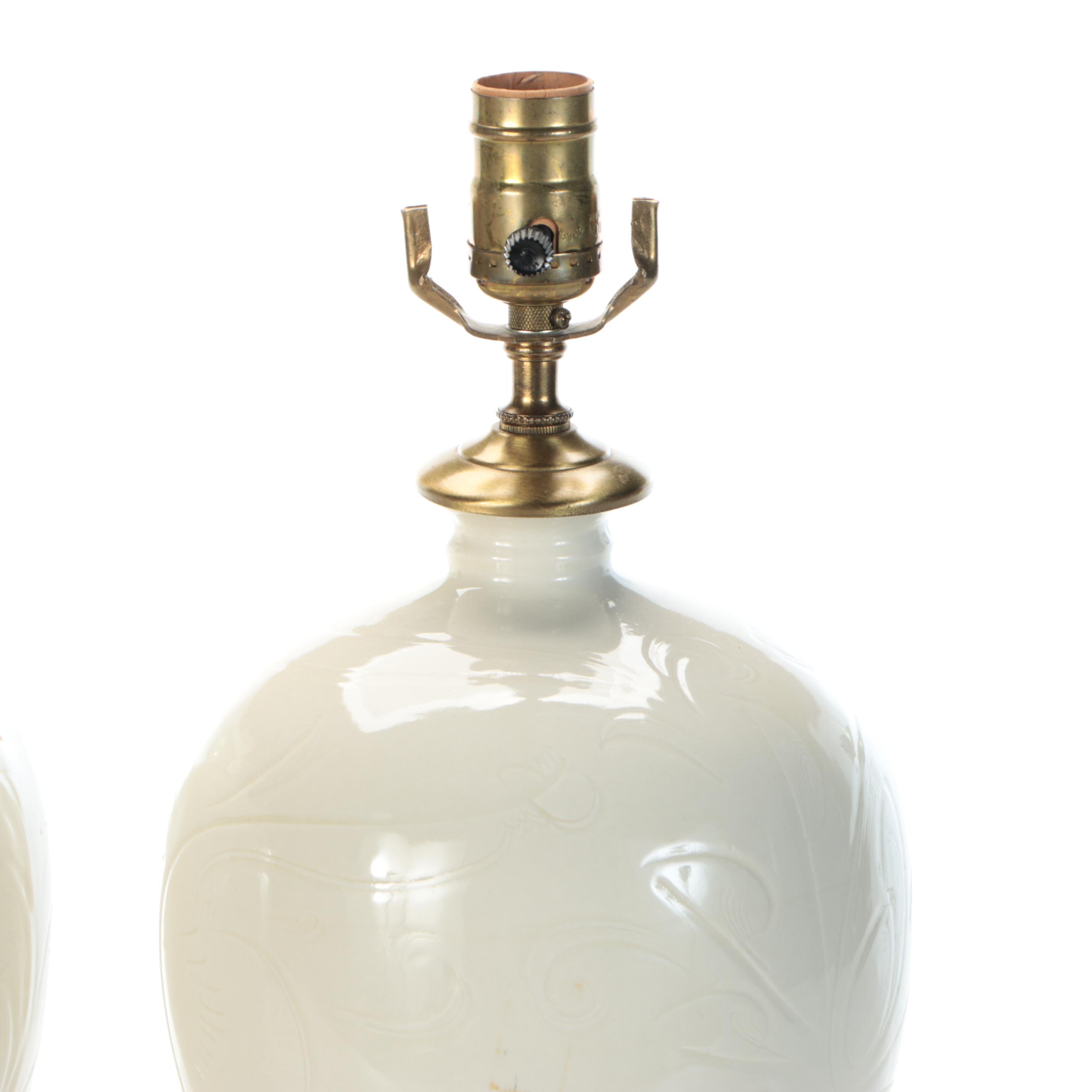 Pair of Chinese Porcelain Meiping Plum Vase Table Lamps