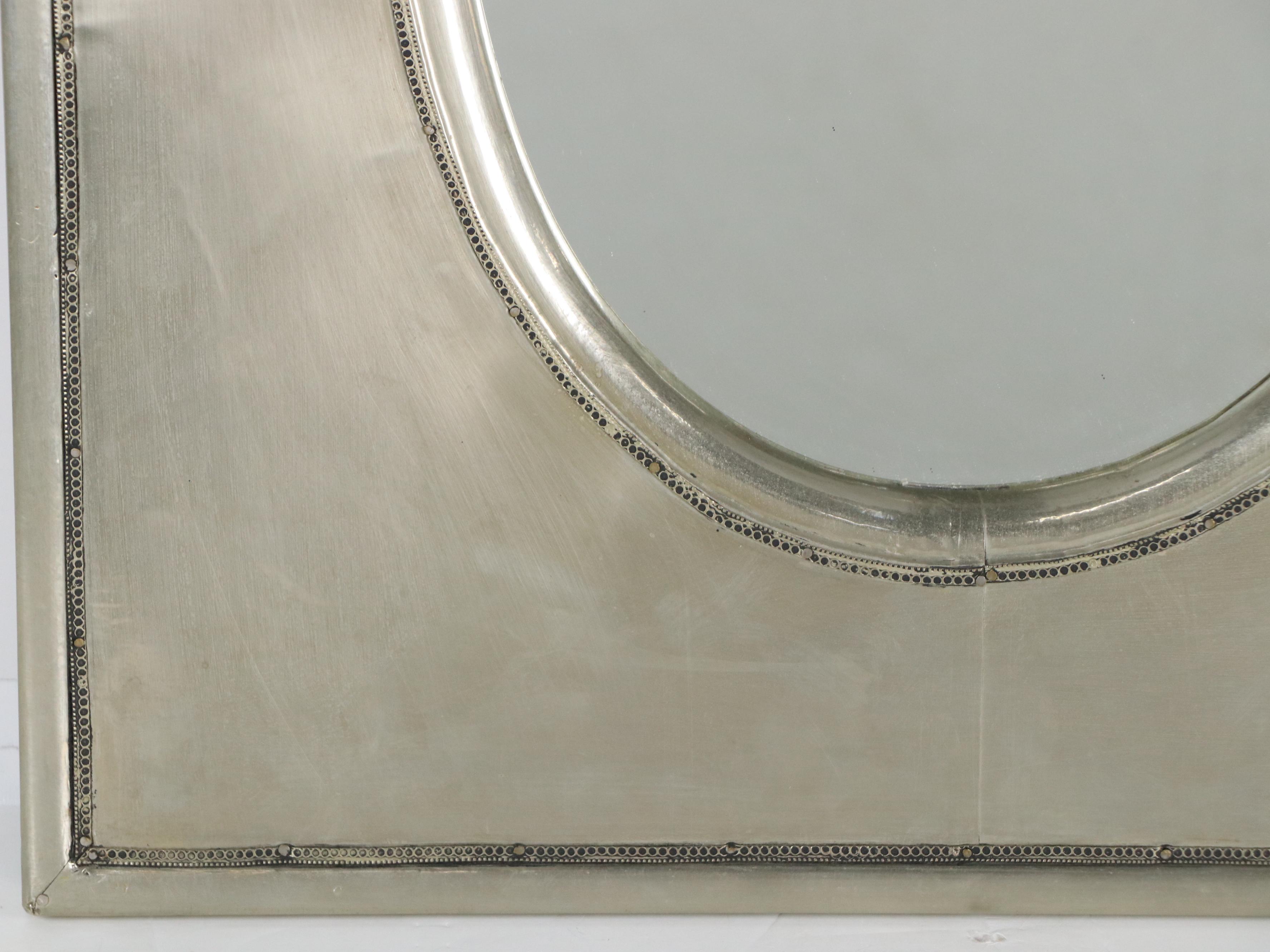 Contemporary Oval Wall Mirror with Metal Clad Frame