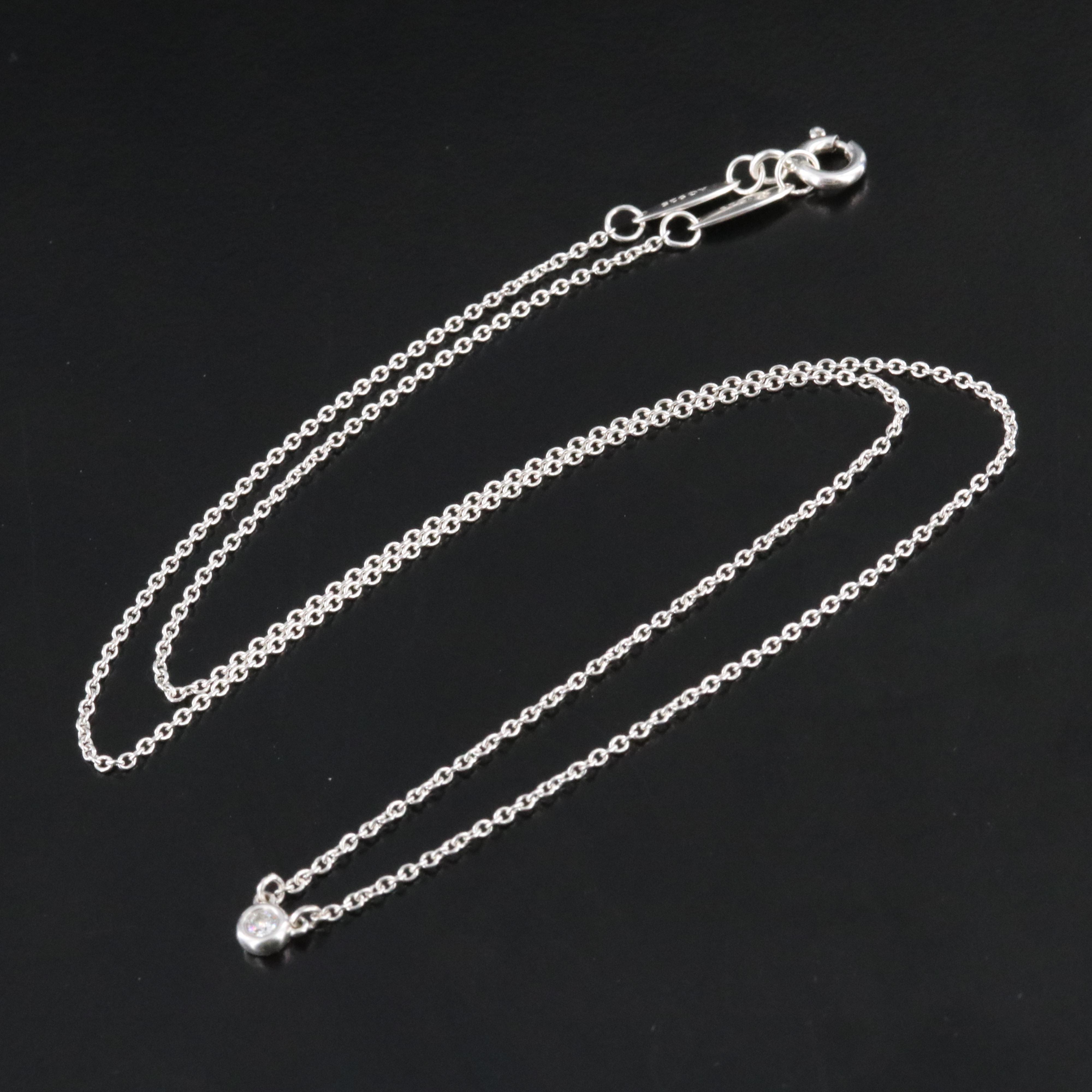 Elsa Peretti for Tiffany & Co. Sterling Diamond Solitaire Necklace