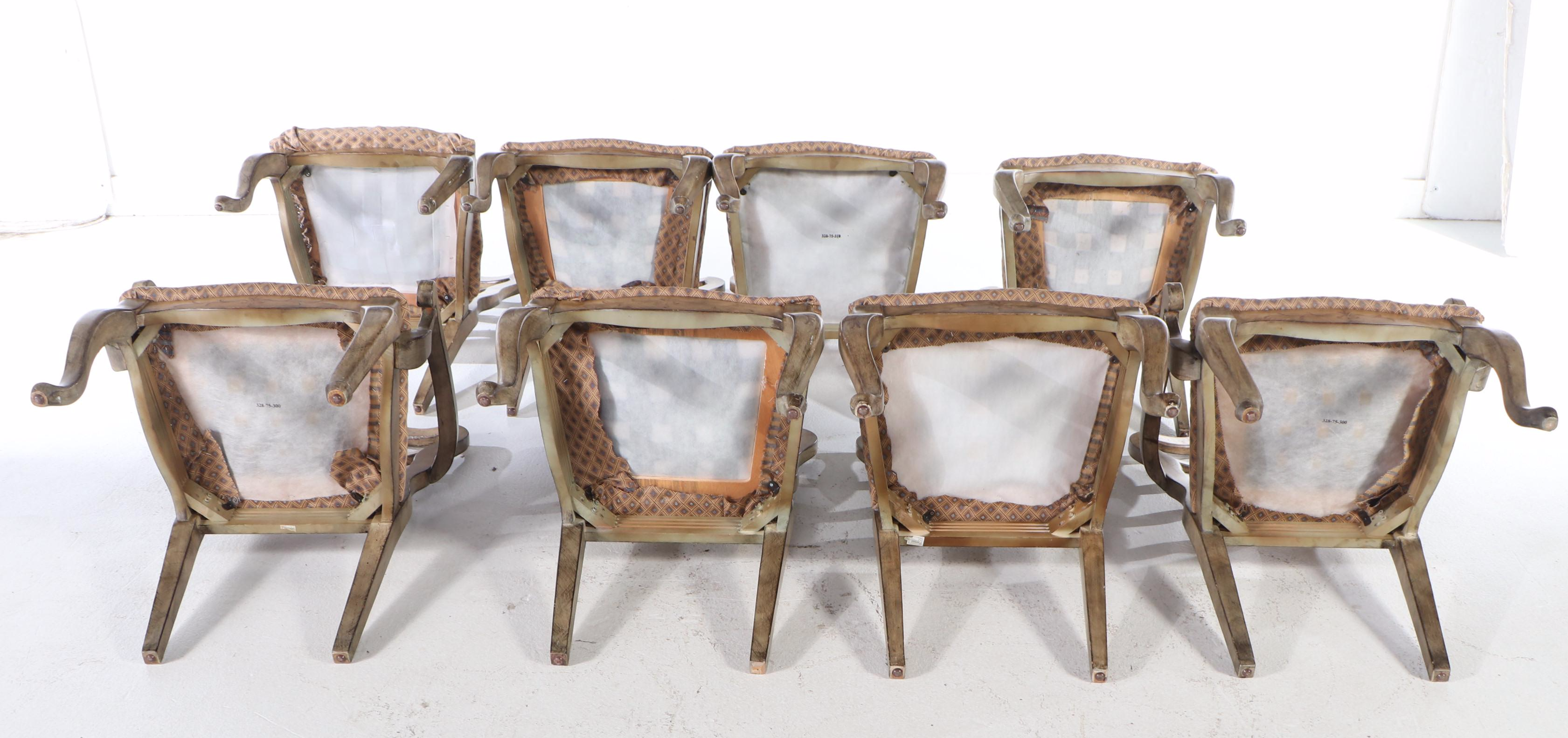 French Provincial Dining Table and Eight Ladder-Back Chairs