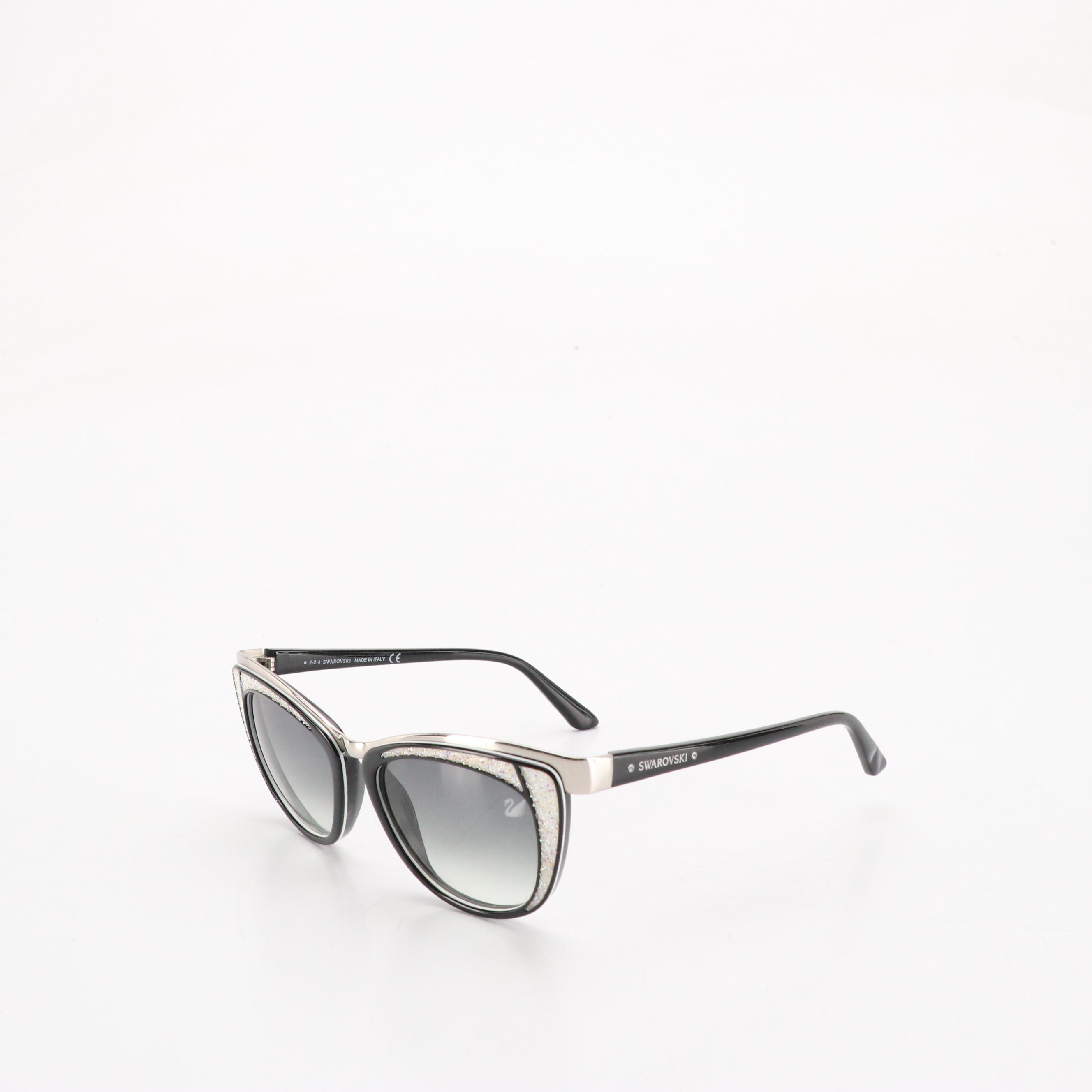 Swarovski DIVA SW 61 05B Crystal Accented Cat Eye Sunglasses