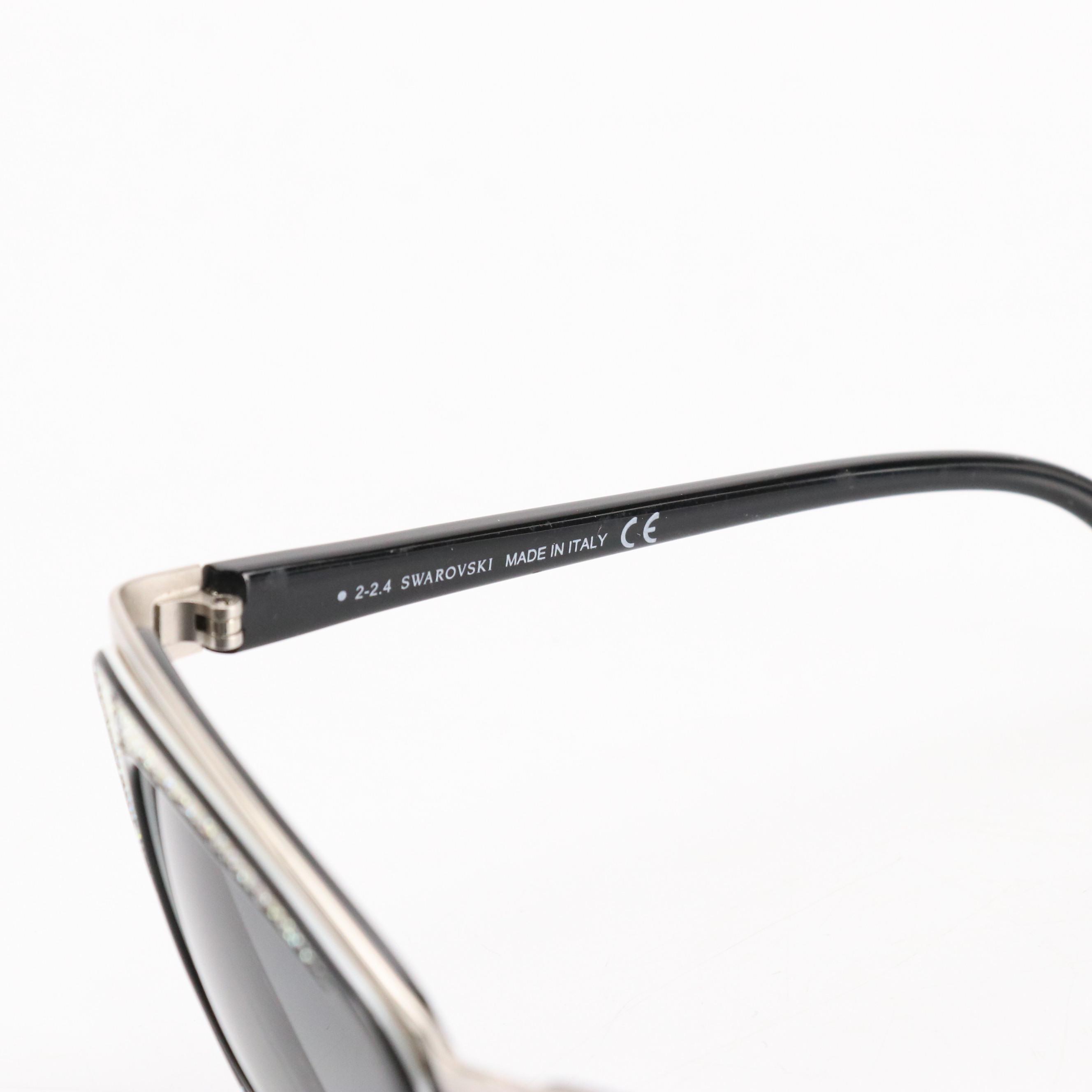 Swarovski DIVA SW 61 05B Crystal Accented Cat Eye Sunglasses