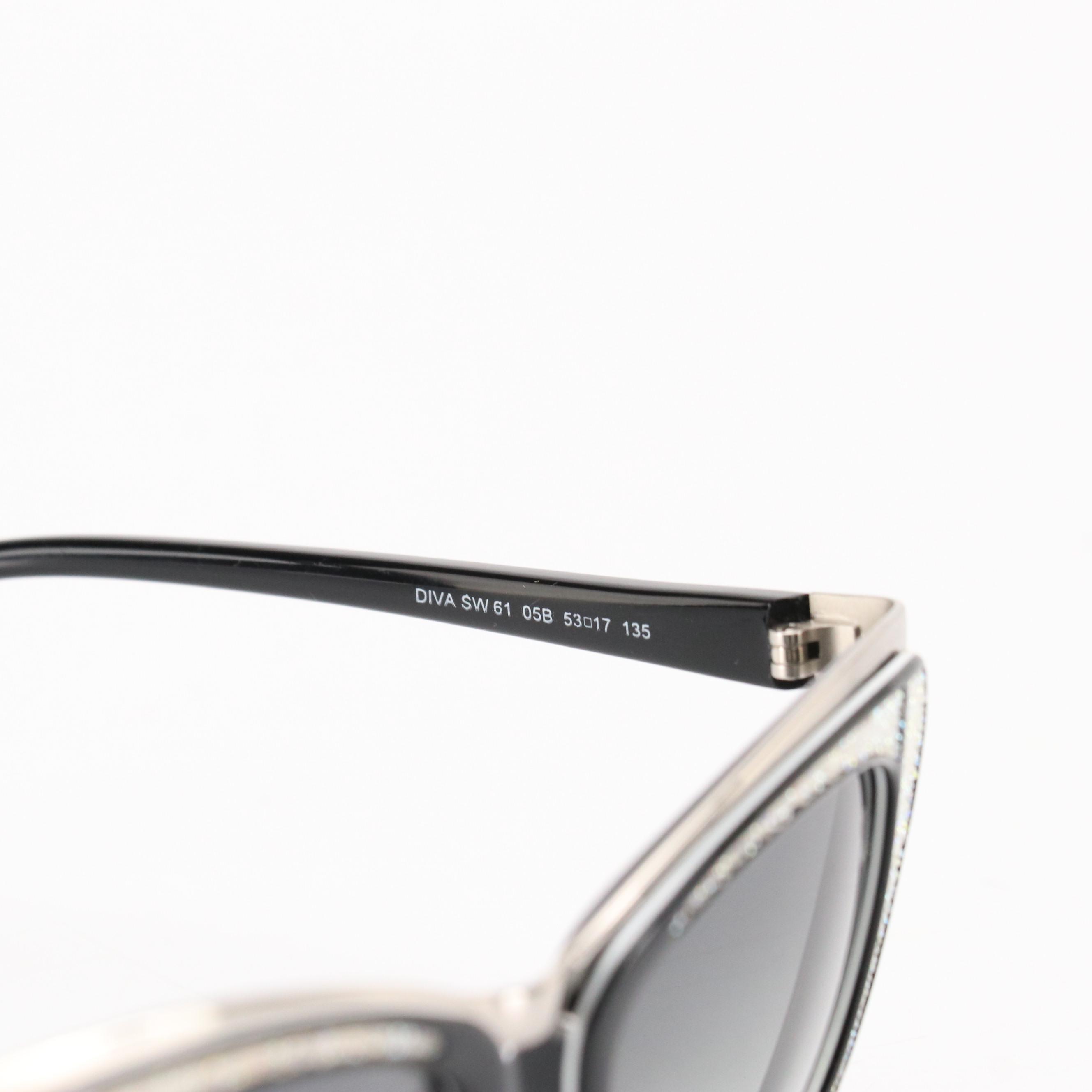 Swarovski DIVA SW 61 05B Crystal Accented Cat Eye Sunglasses