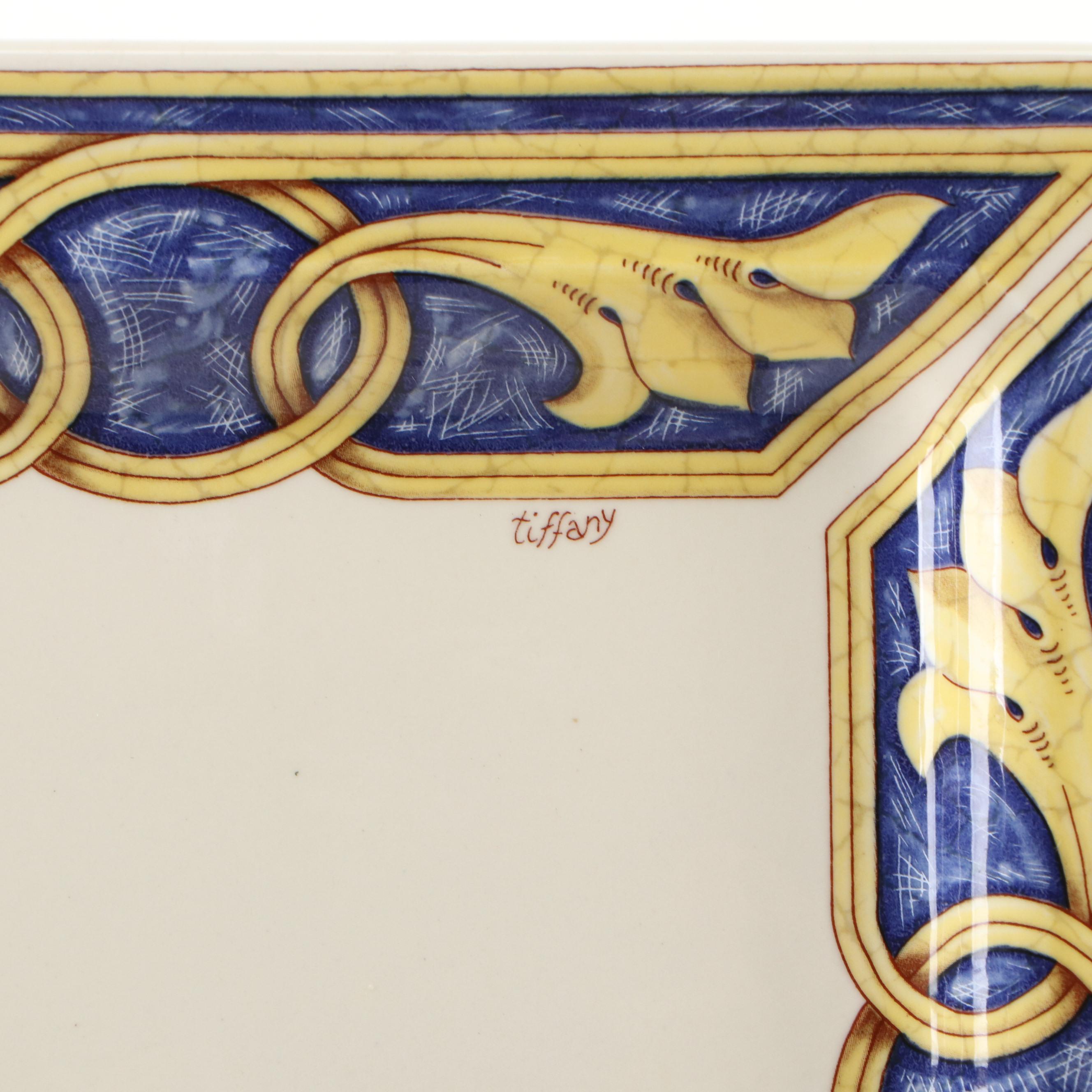 Pair of Brad Keeler Ceramic Cockatoos with Tiffany Boutique Italian Plate