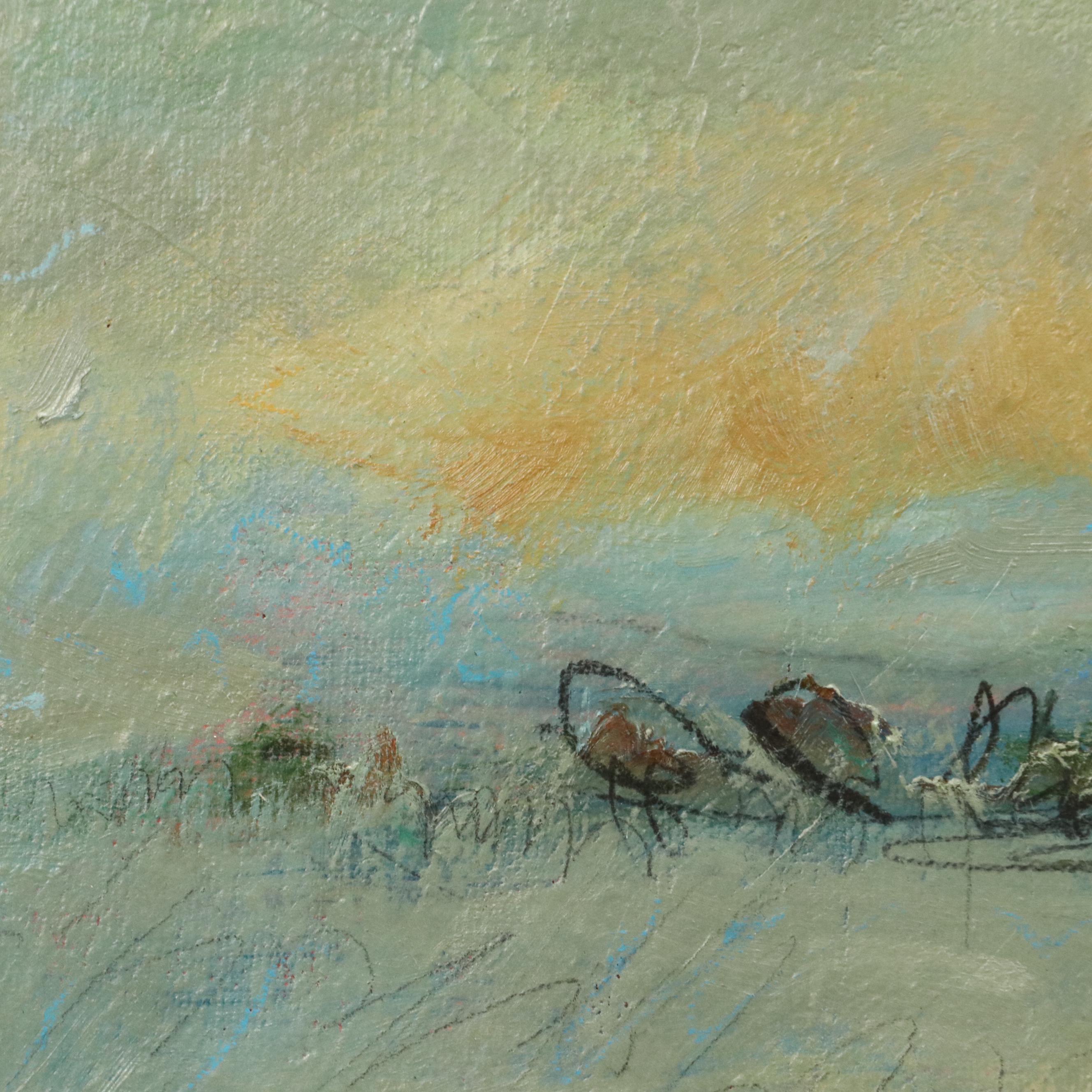 Robert Knipschild Abstract Landscape Oil Painting, Late 20th Century