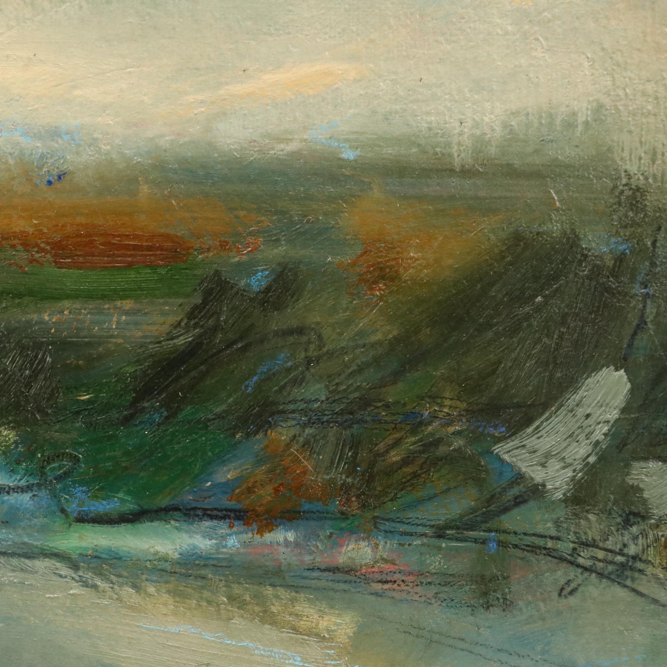 Robert Knipschild Abstract Landscape Oil Painting, Late 20th Century