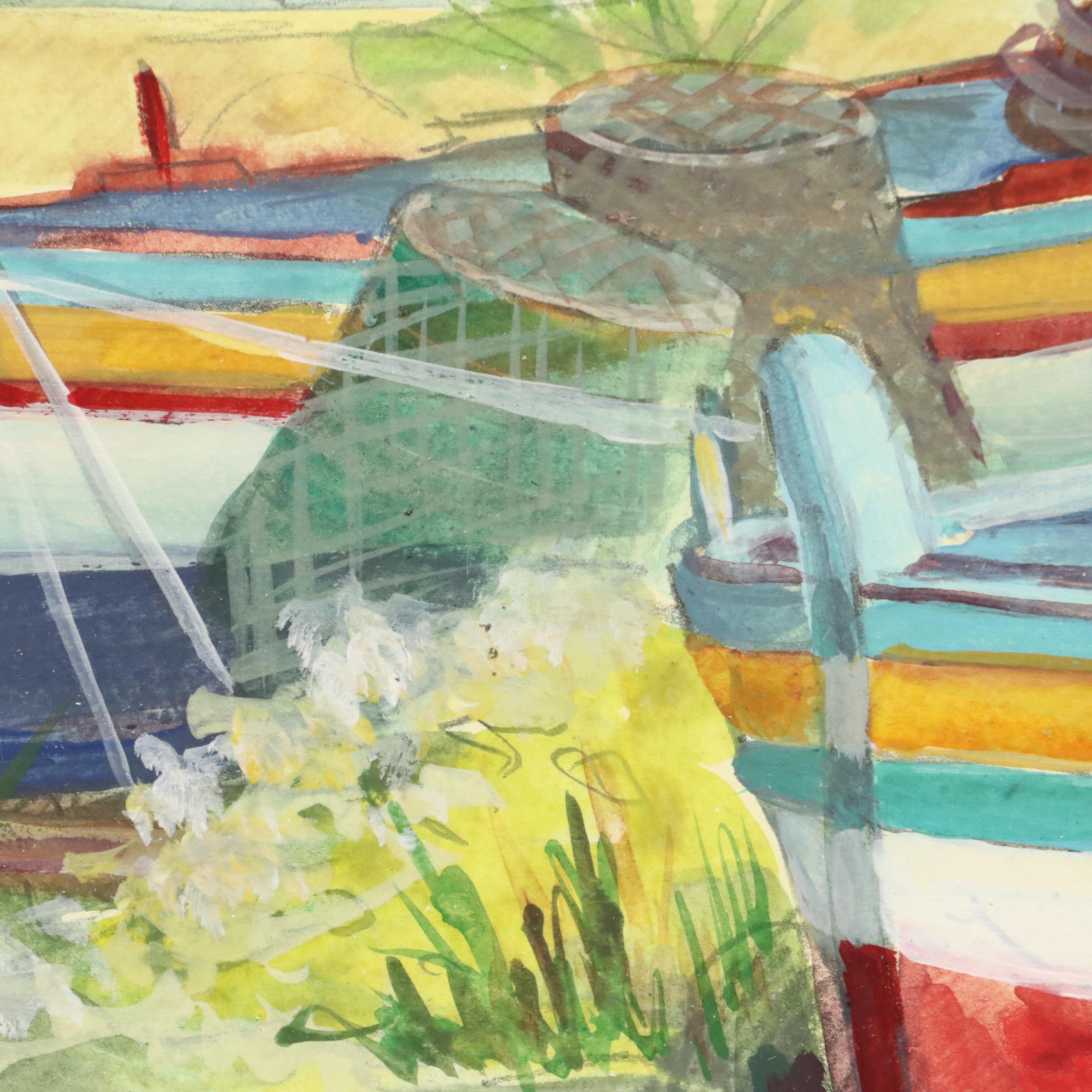 Mary Mirabito Watercolor Painting "Stromboli Fishing Boats," 2024