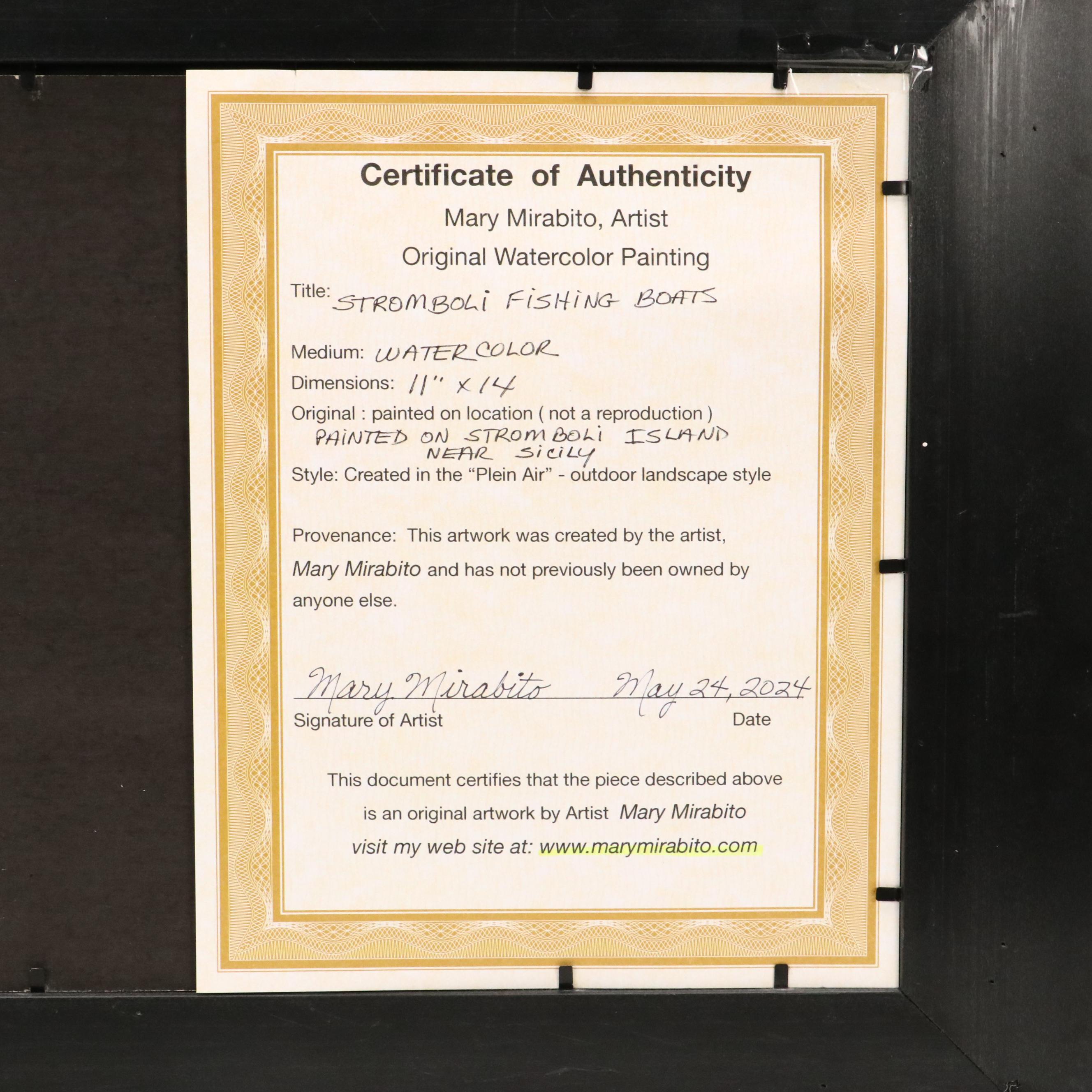 Mary Mirabito Watercolor Painting "Stromboli Fishing Boats," 2024