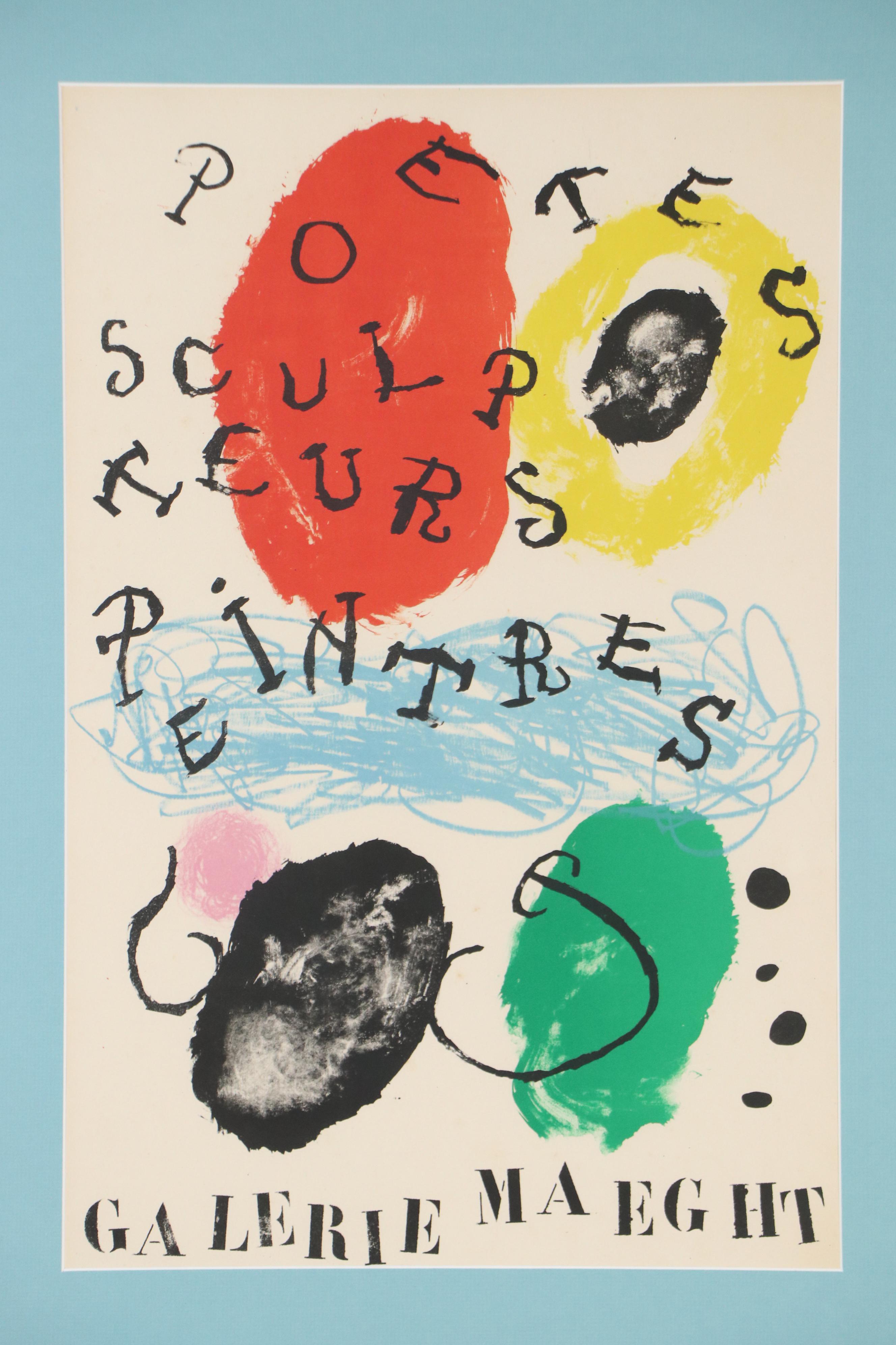 Galerie Maeght Lithograph After Joan Miró's "Poetes, Sculpteurs, Peintres"
