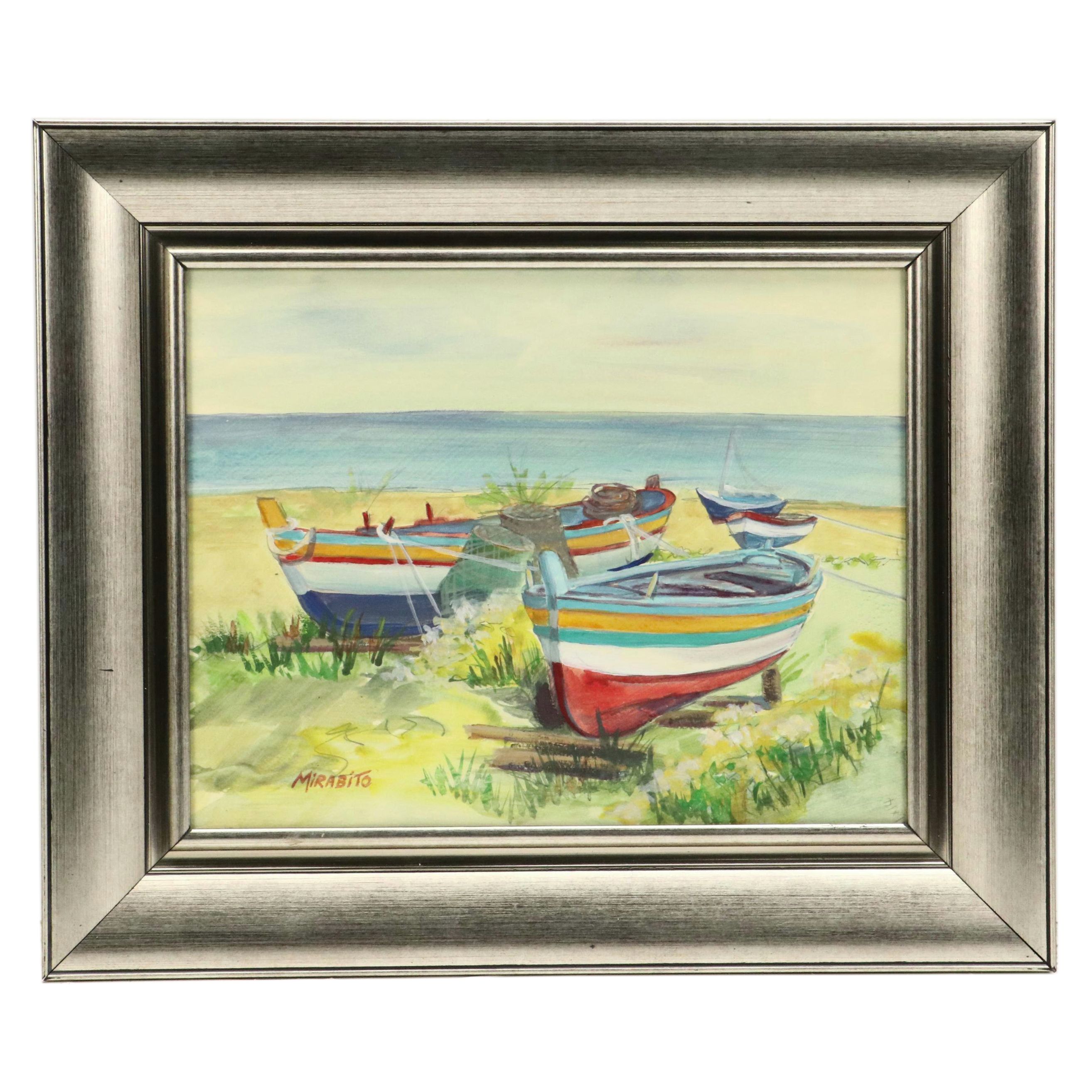 Mary Mirabito Watercolor Painting "Stromboli Fishing Boats," 2024