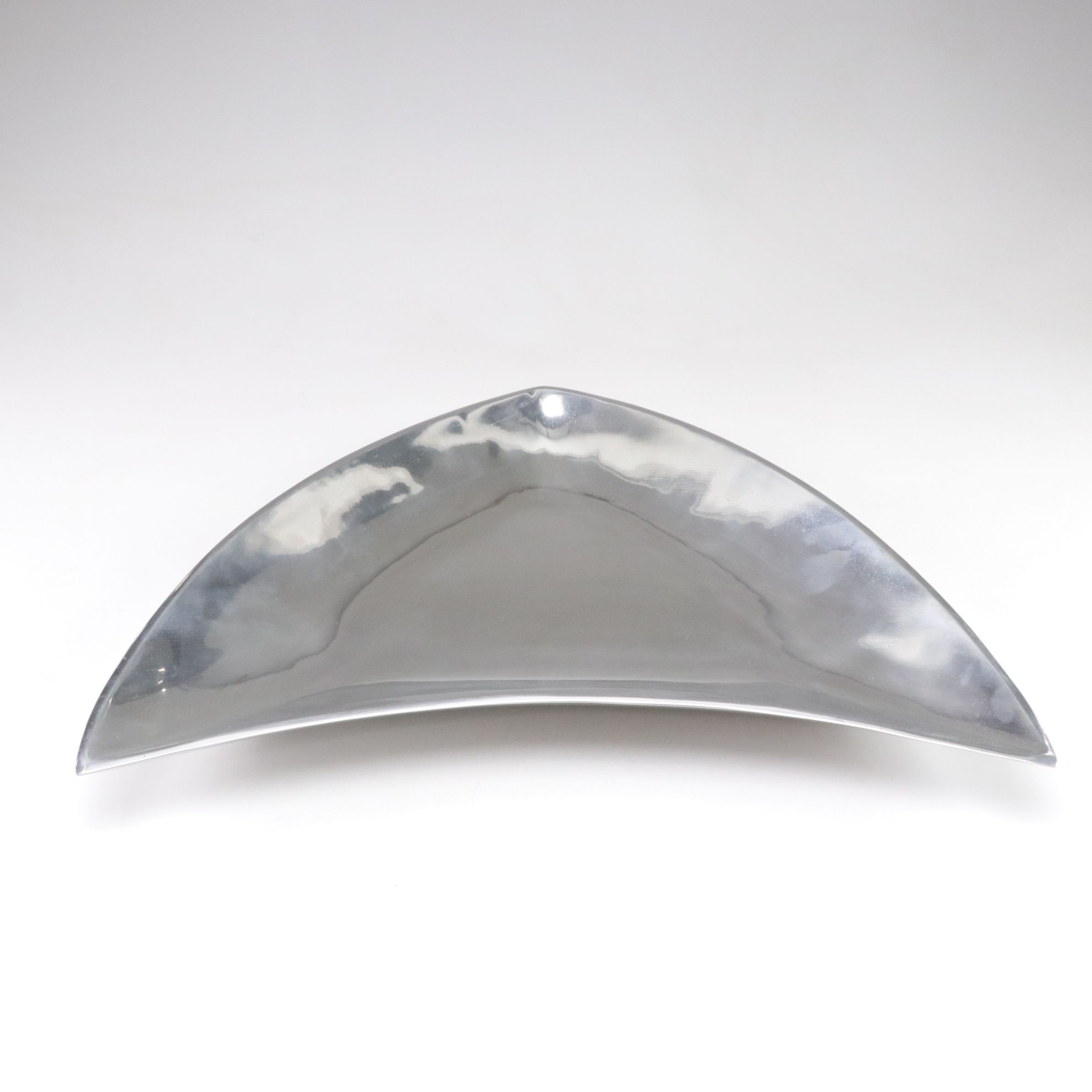 Chevron-Shaped Modernist Brushed Metal Bowl