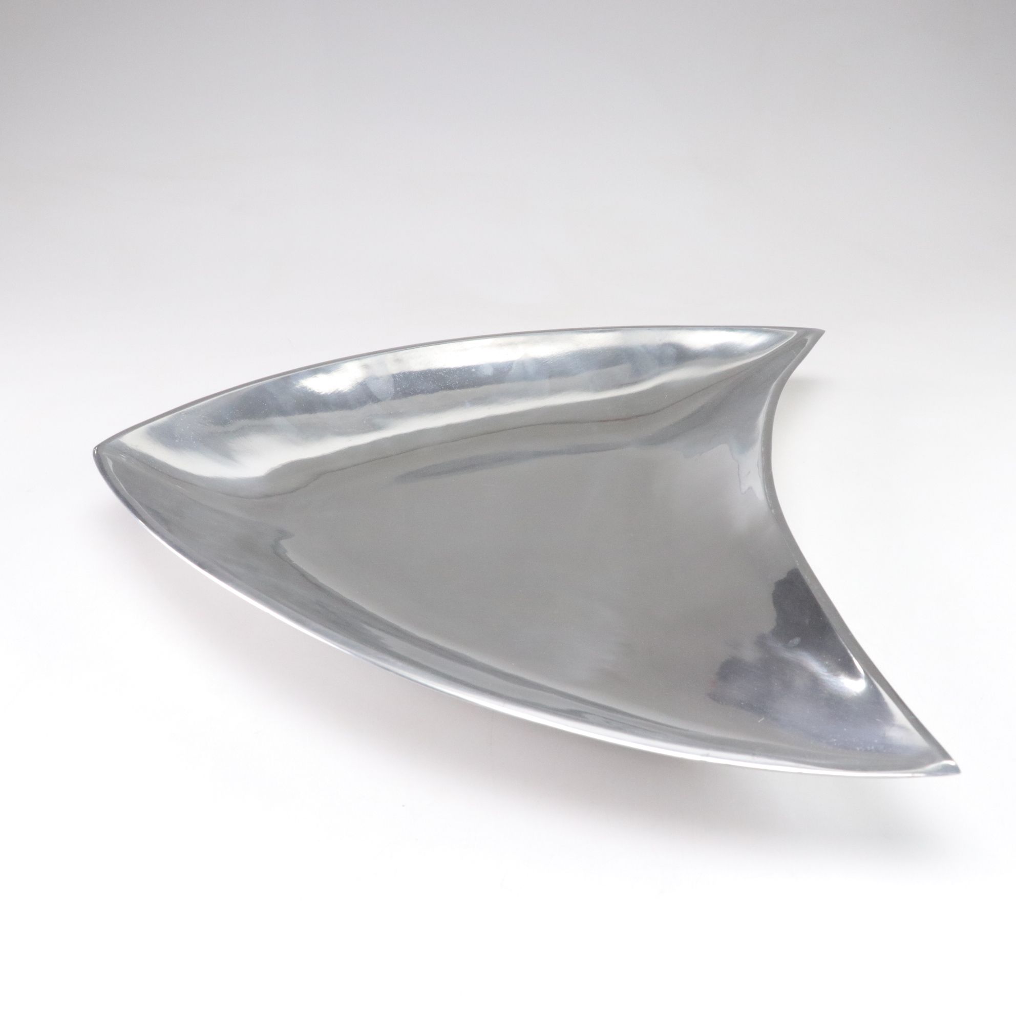 Chevron-Shaped Modernist Brushed Metal Bowl