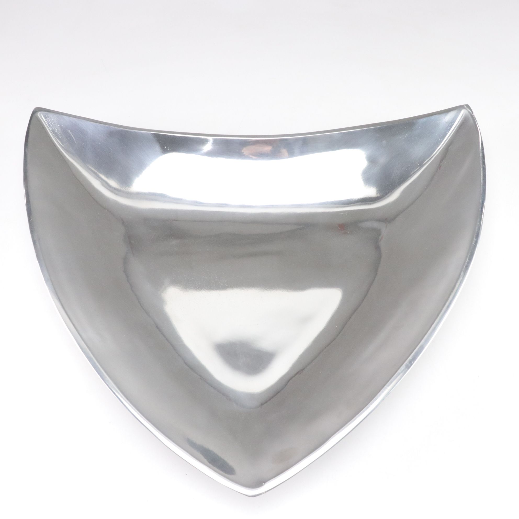 Chevron-Shaped Modernist Brushed Metal Bowl