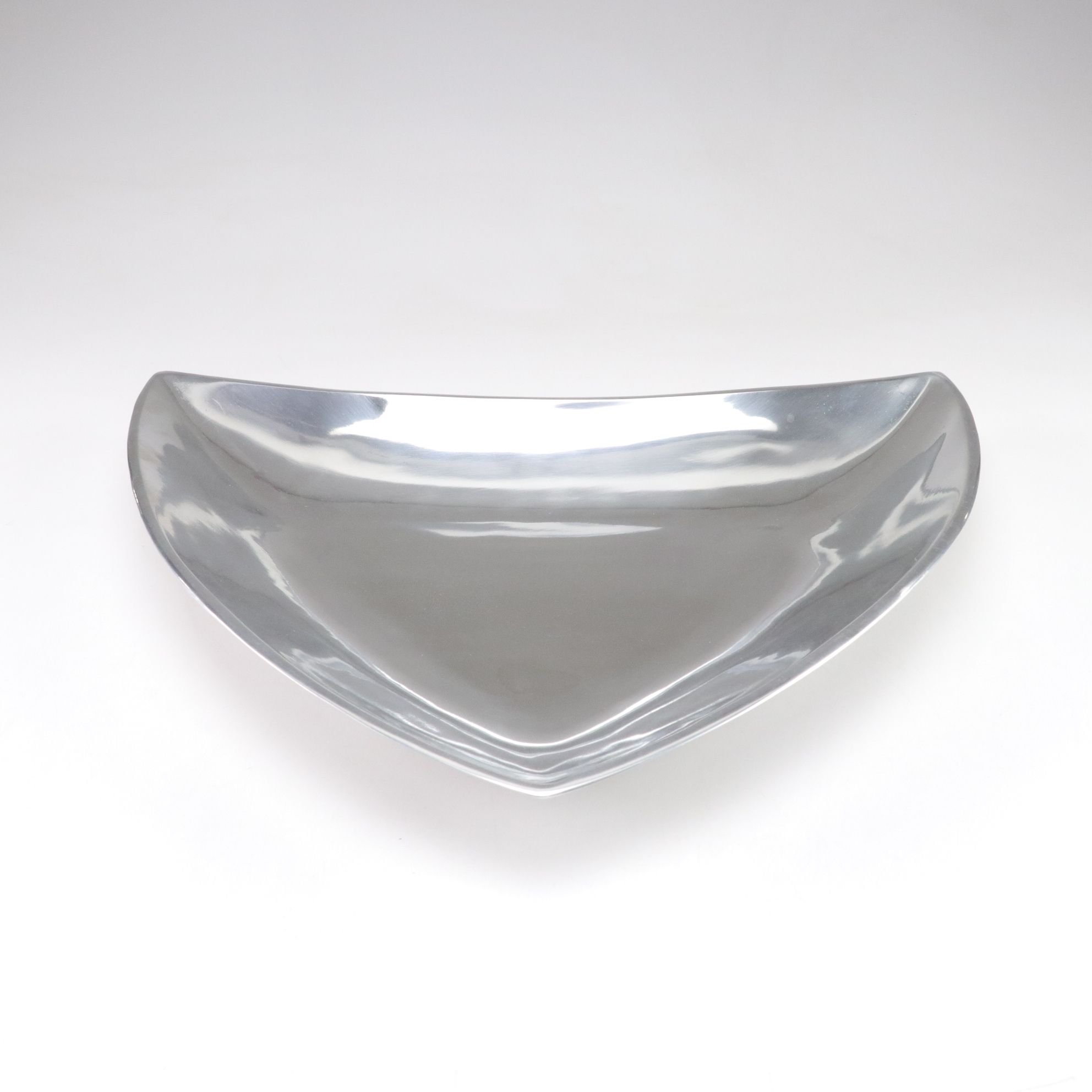 Chevron-Shaped Modernist Brushed Metal Bowl
