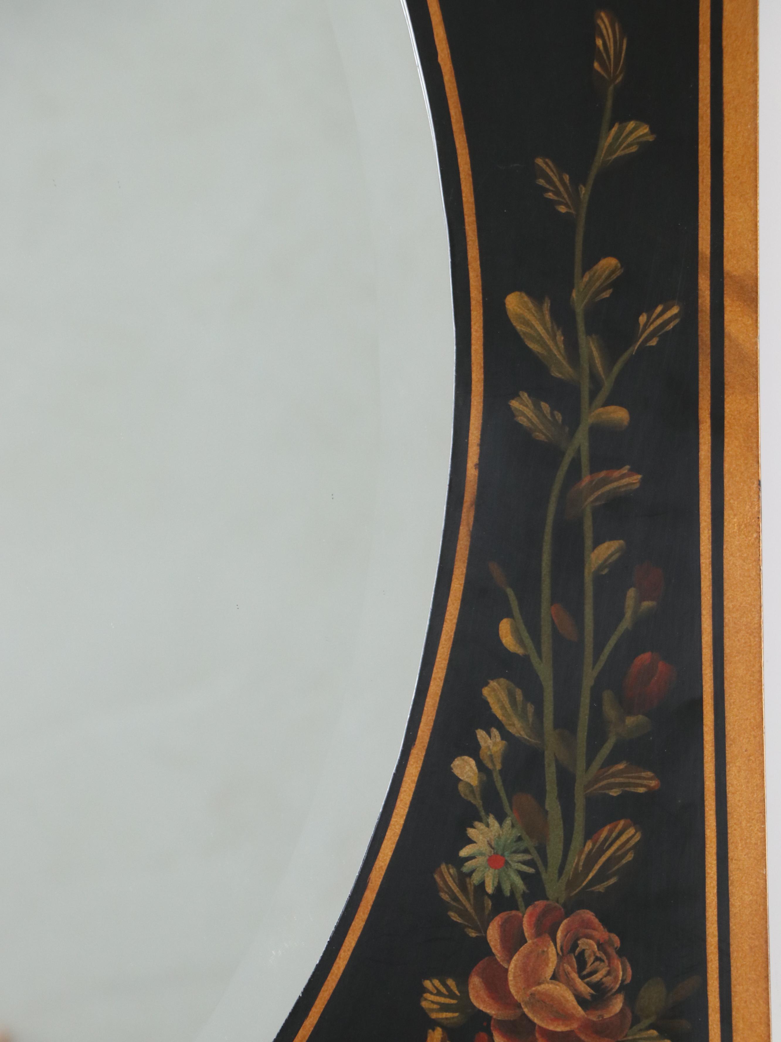 Chinese Tole Painted Floral Wall Mirror