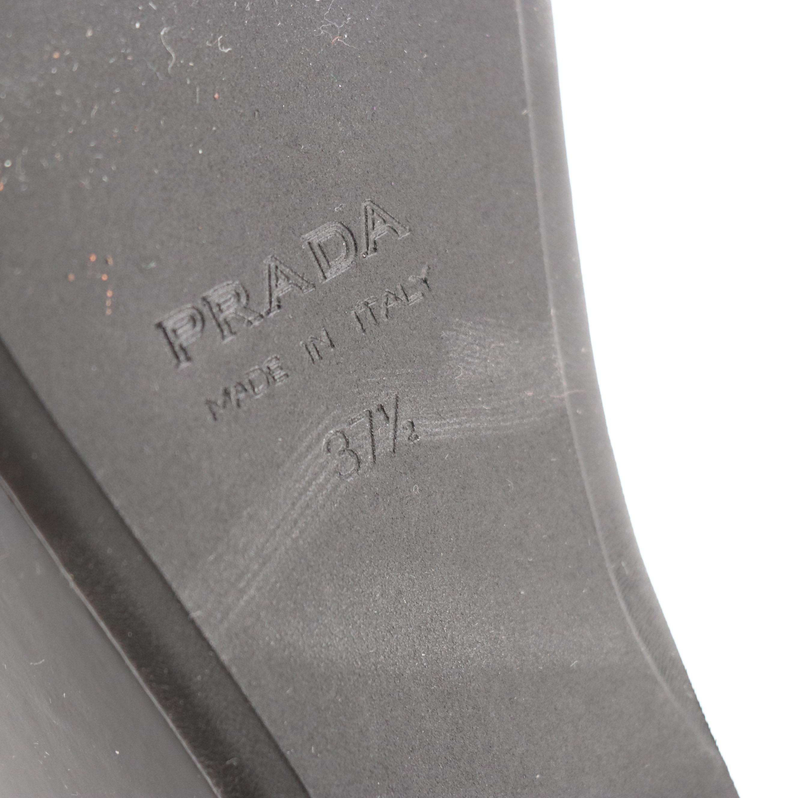 Prada Black & White Patent Leather Wedge Sandals in Box