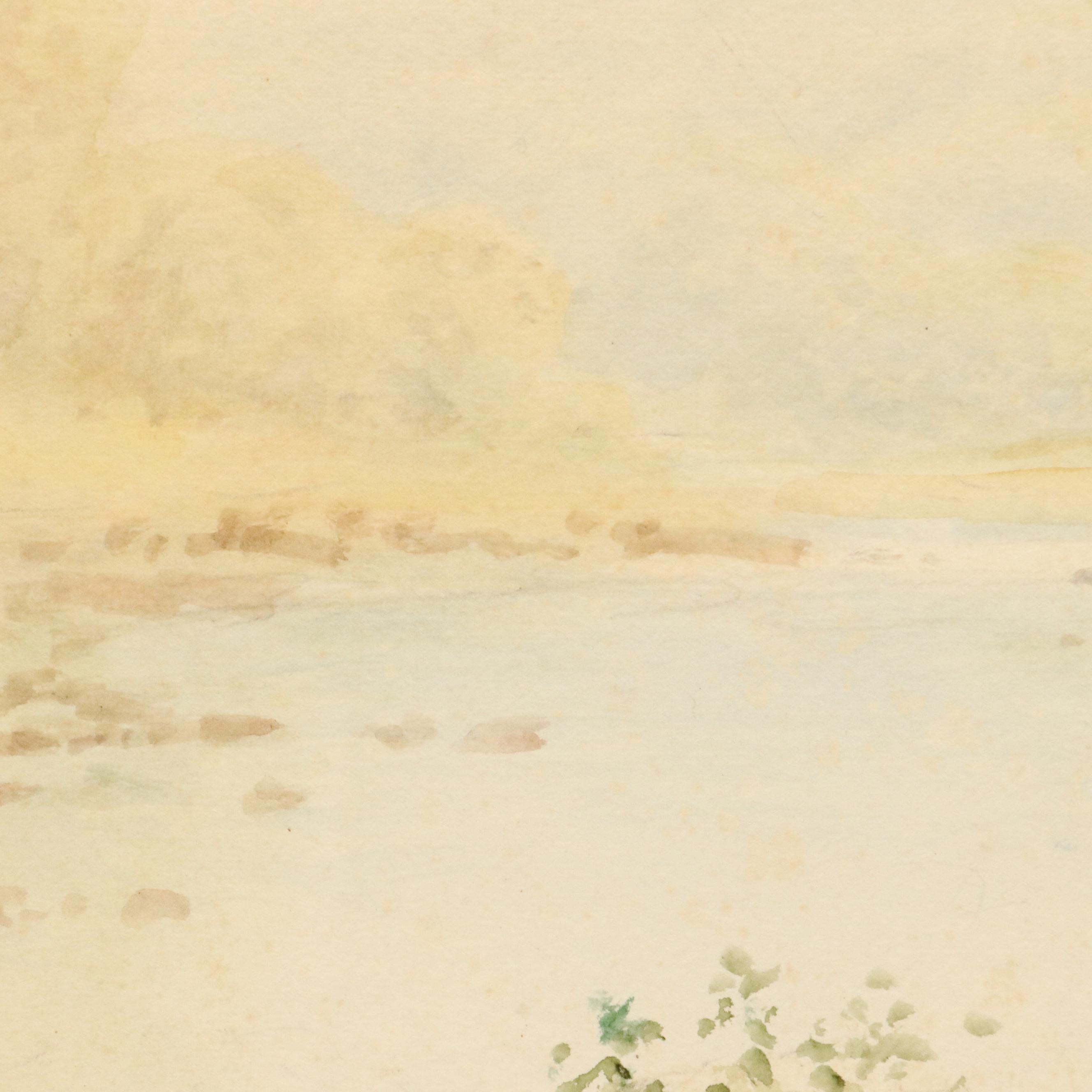 R. Thornton Watercolor Painting of Bucolic Spring Landscape, Early 20th Century