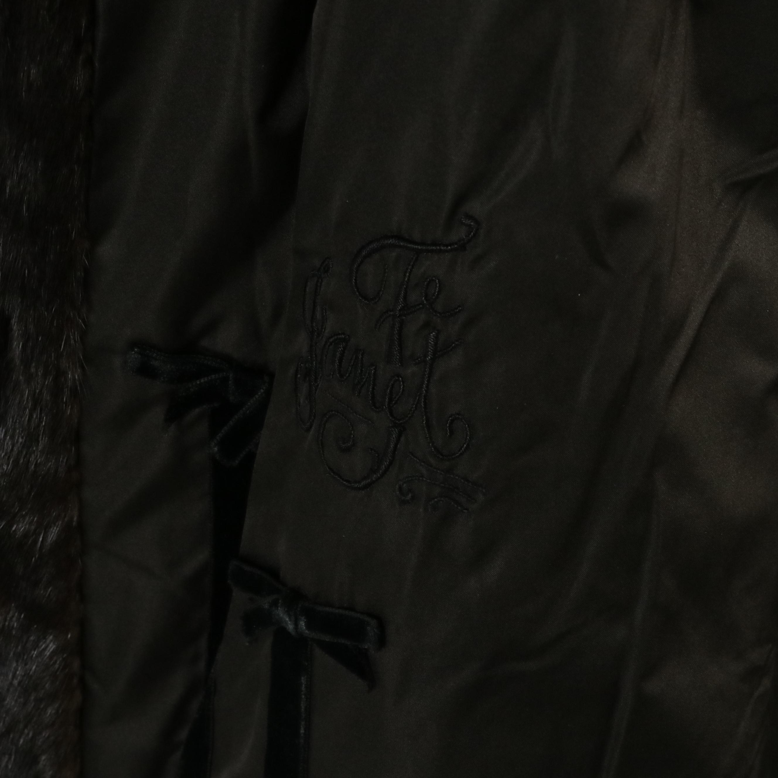 Vintage Revillon Black Diamond Mink Fur Coat and Adolfo Mink Fur Cap