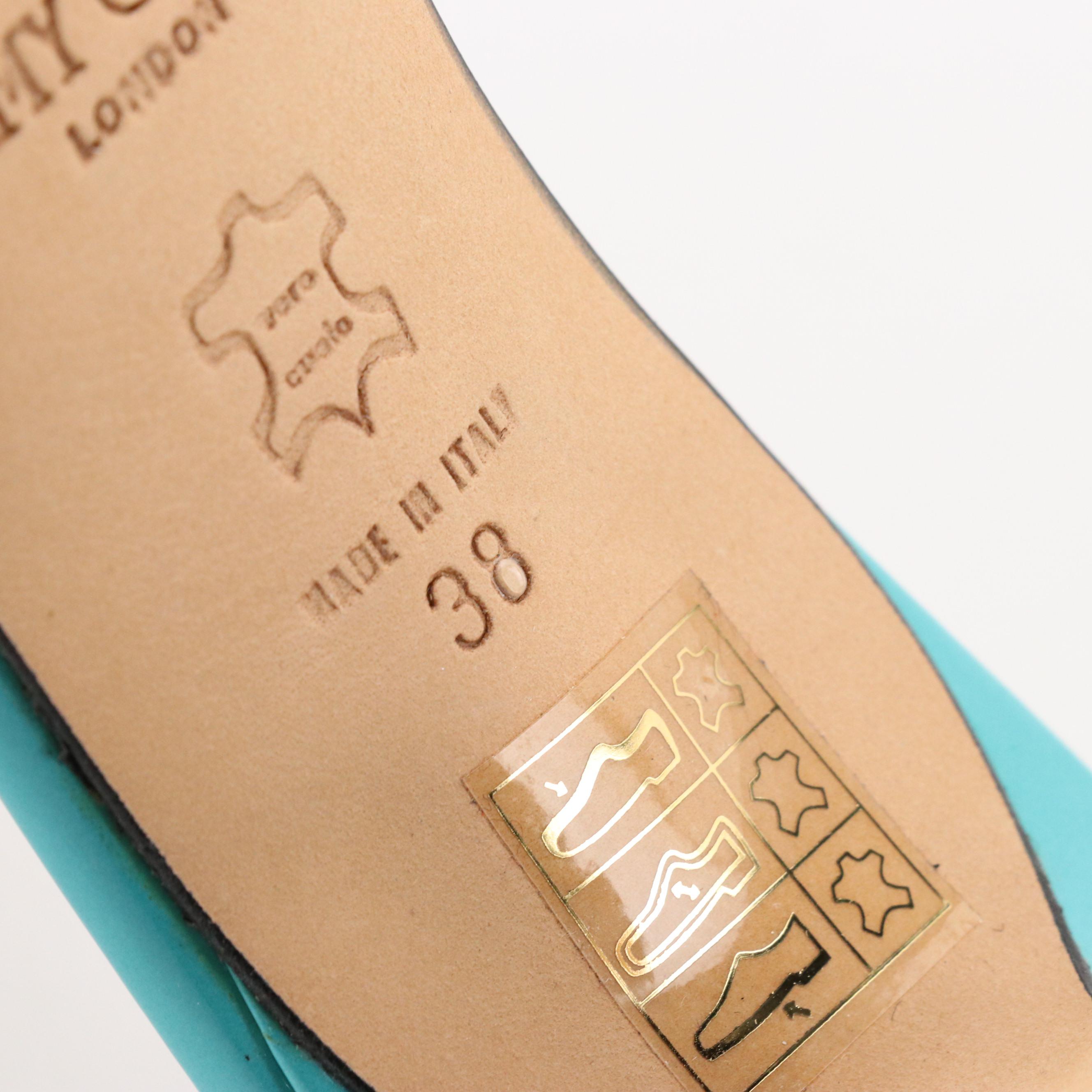 Jimmy Choo Wilcox Sandals in Aqua Blue Patent Leather, With Box