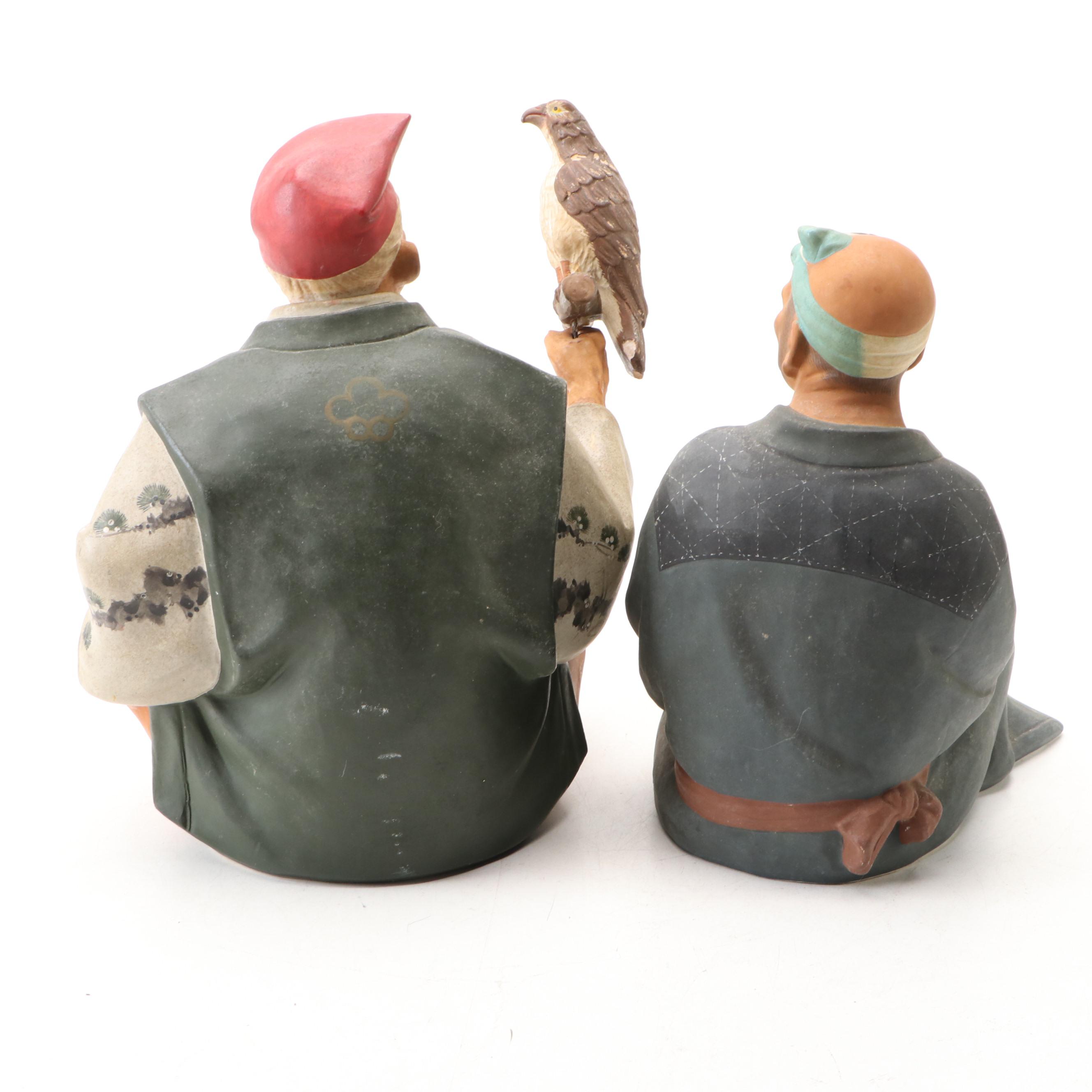 Hakata Urasaki Japanese Ceramic Figurines, Mid-20th Century