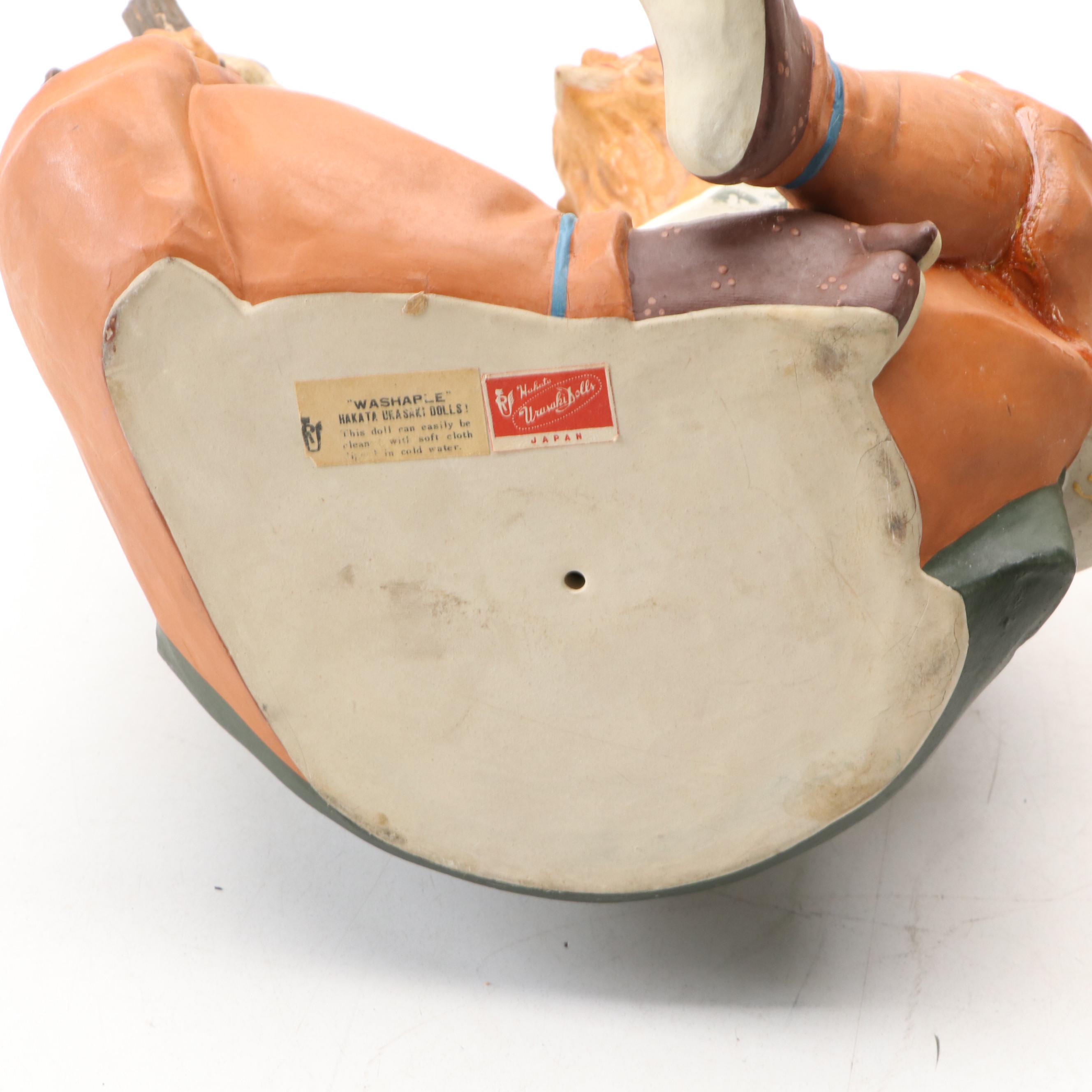 Hakata Urasaki Japanese Ceramic Figurines, Mid-20th Century