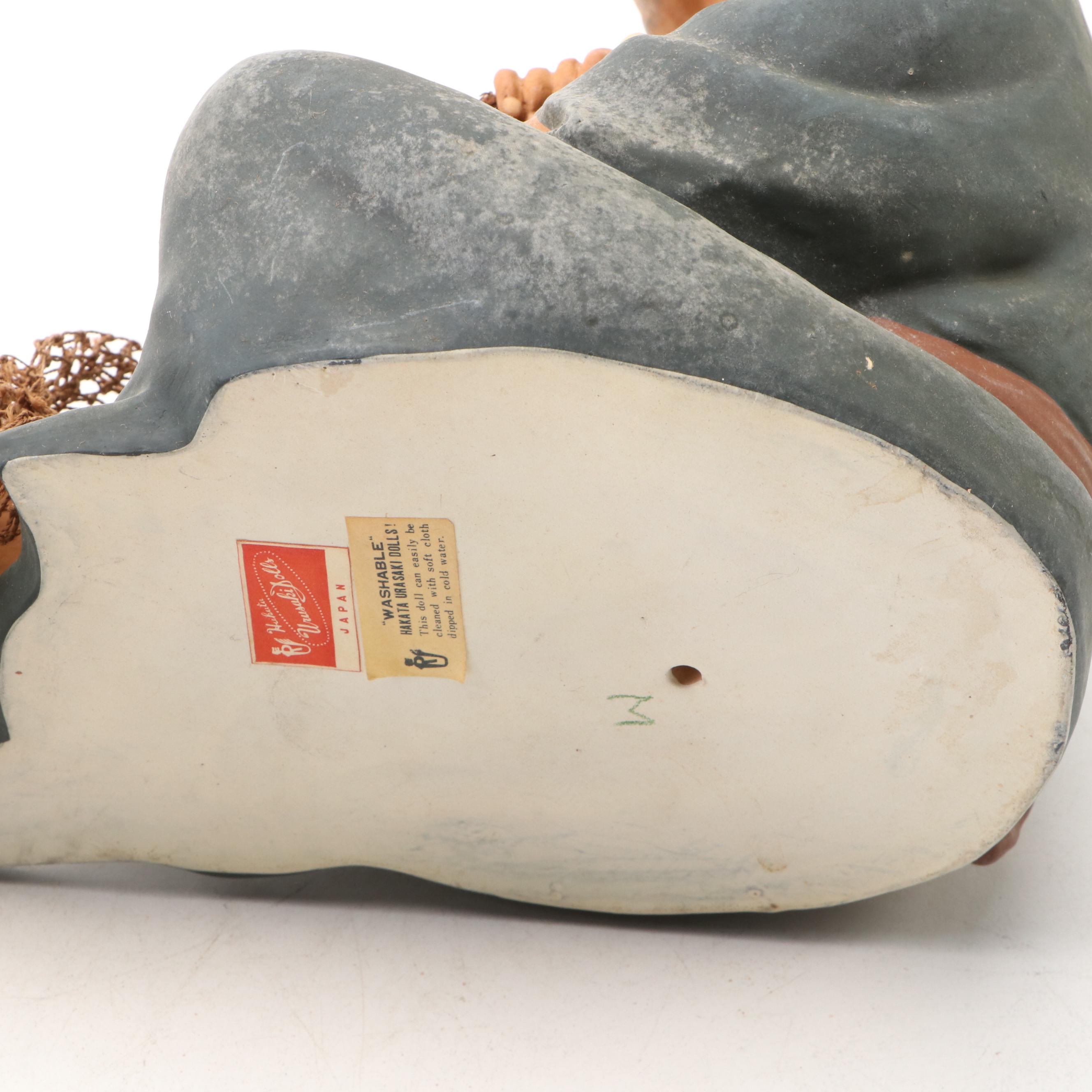 Hakata Urasaki Japanese Ceramic Figurines, Mid-20th Century