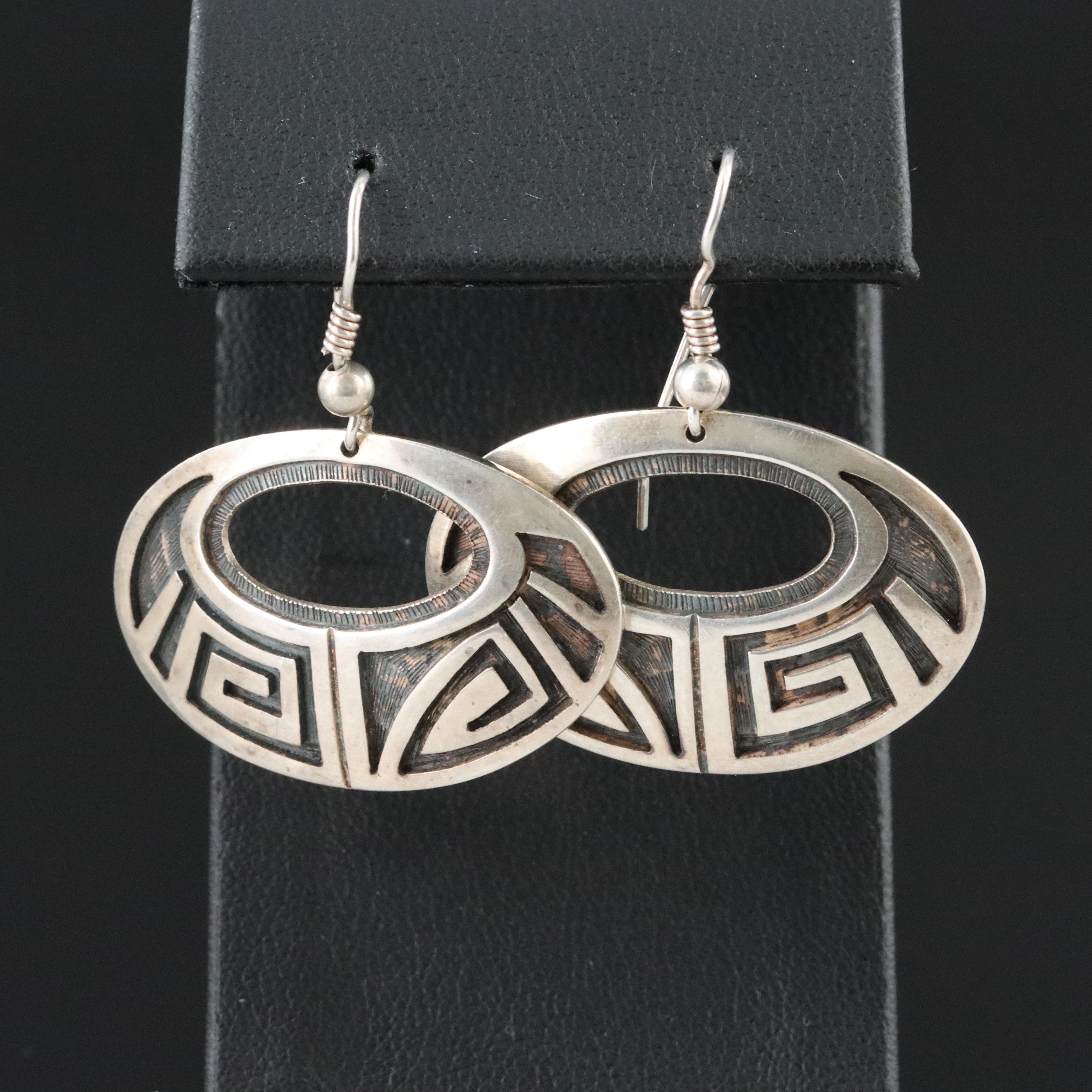 Southwestern Sterling Overlay Drop Earrings