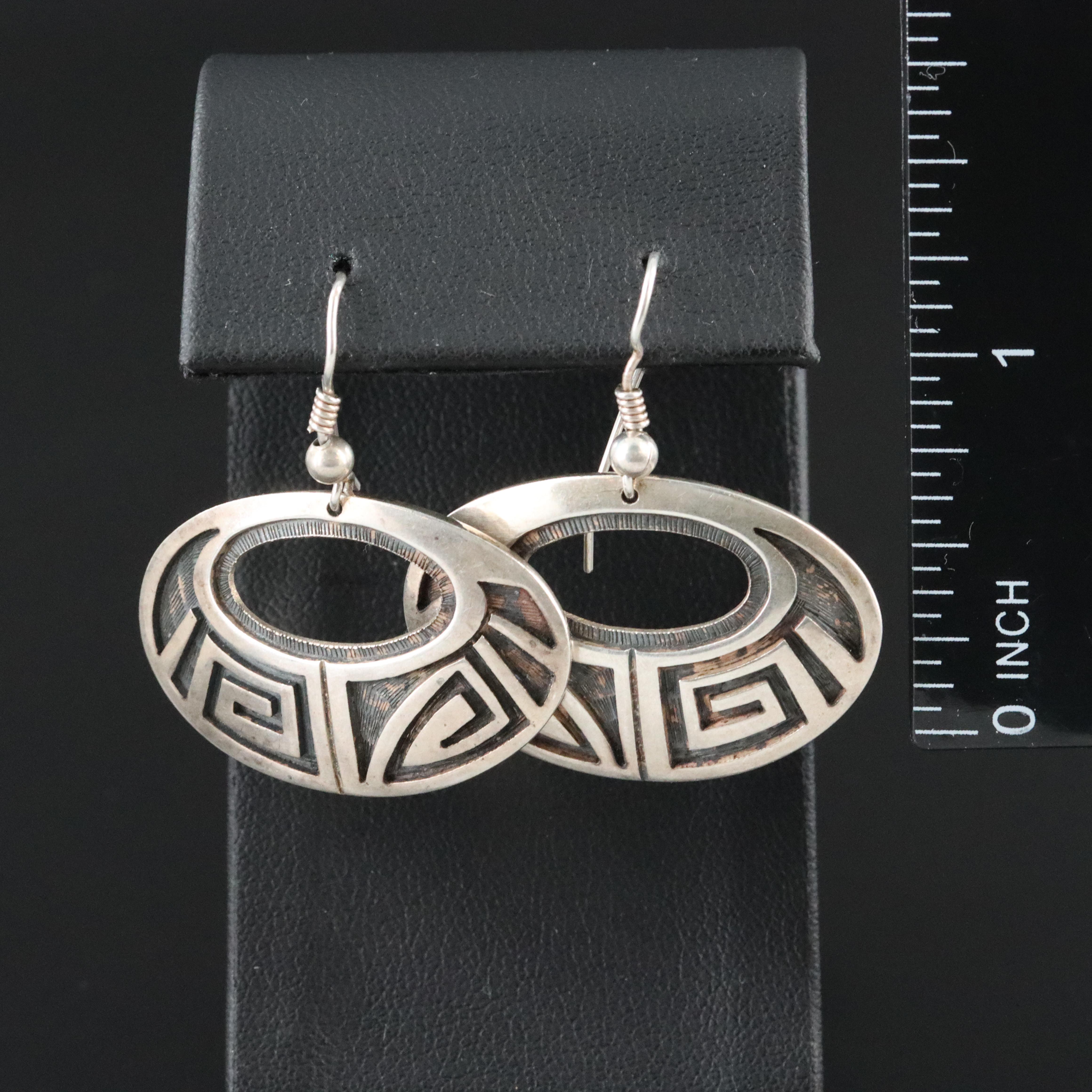 Southwestern Sterling Overlay Drop Earrings