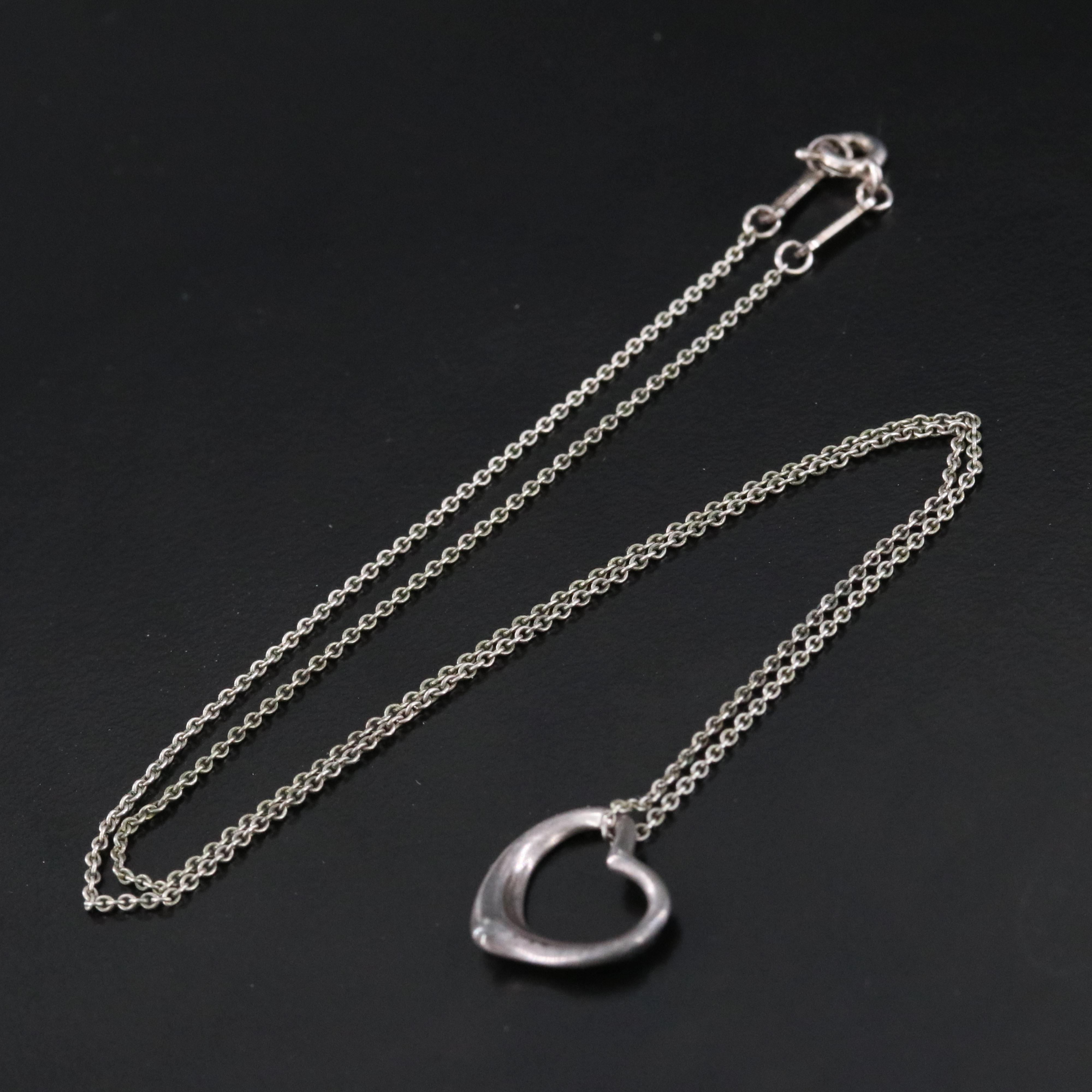 Elsa Peretti for Tiffany & Co. Open Heart Sterling Pendant Necklace