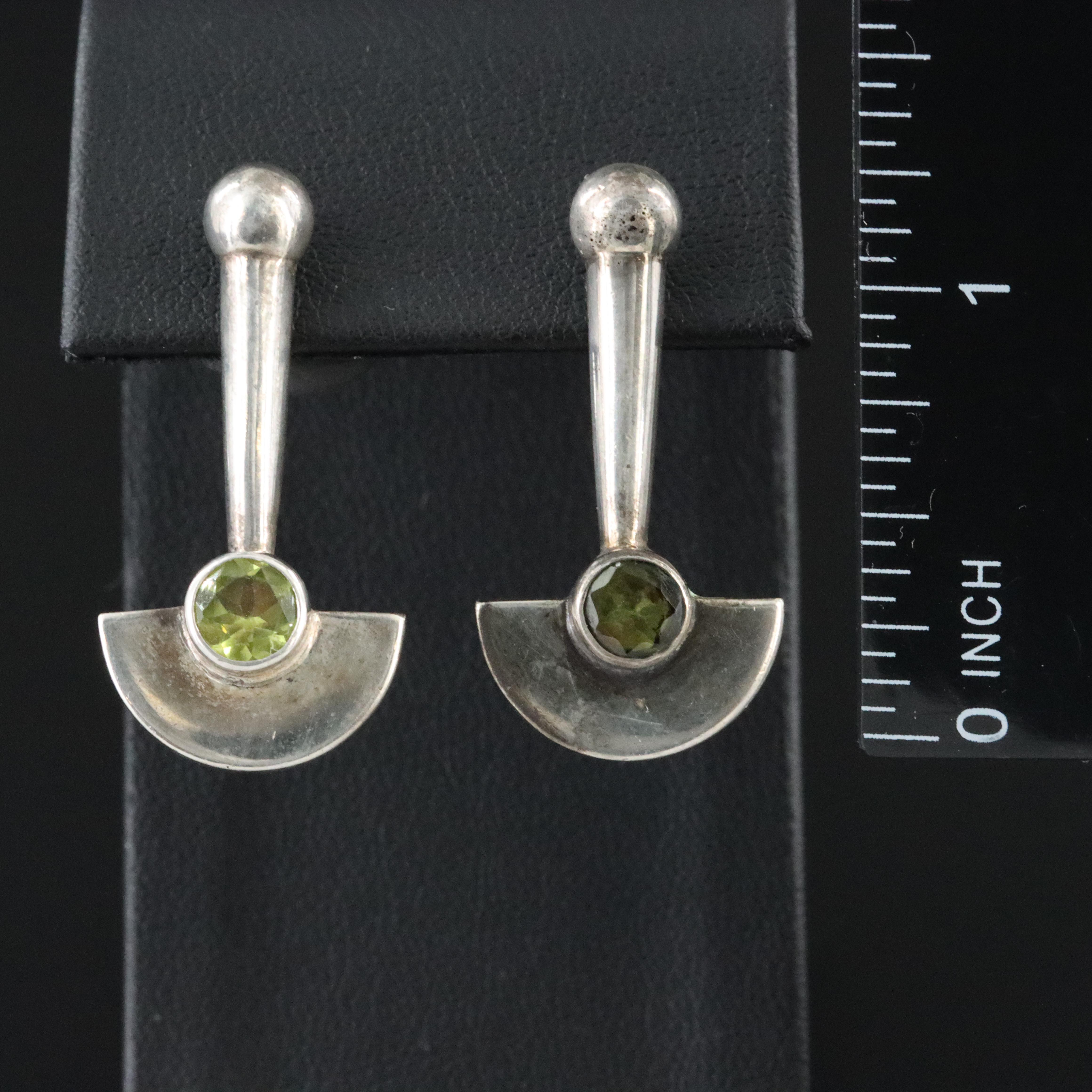 Sterling Peridot Pendulum Earrings