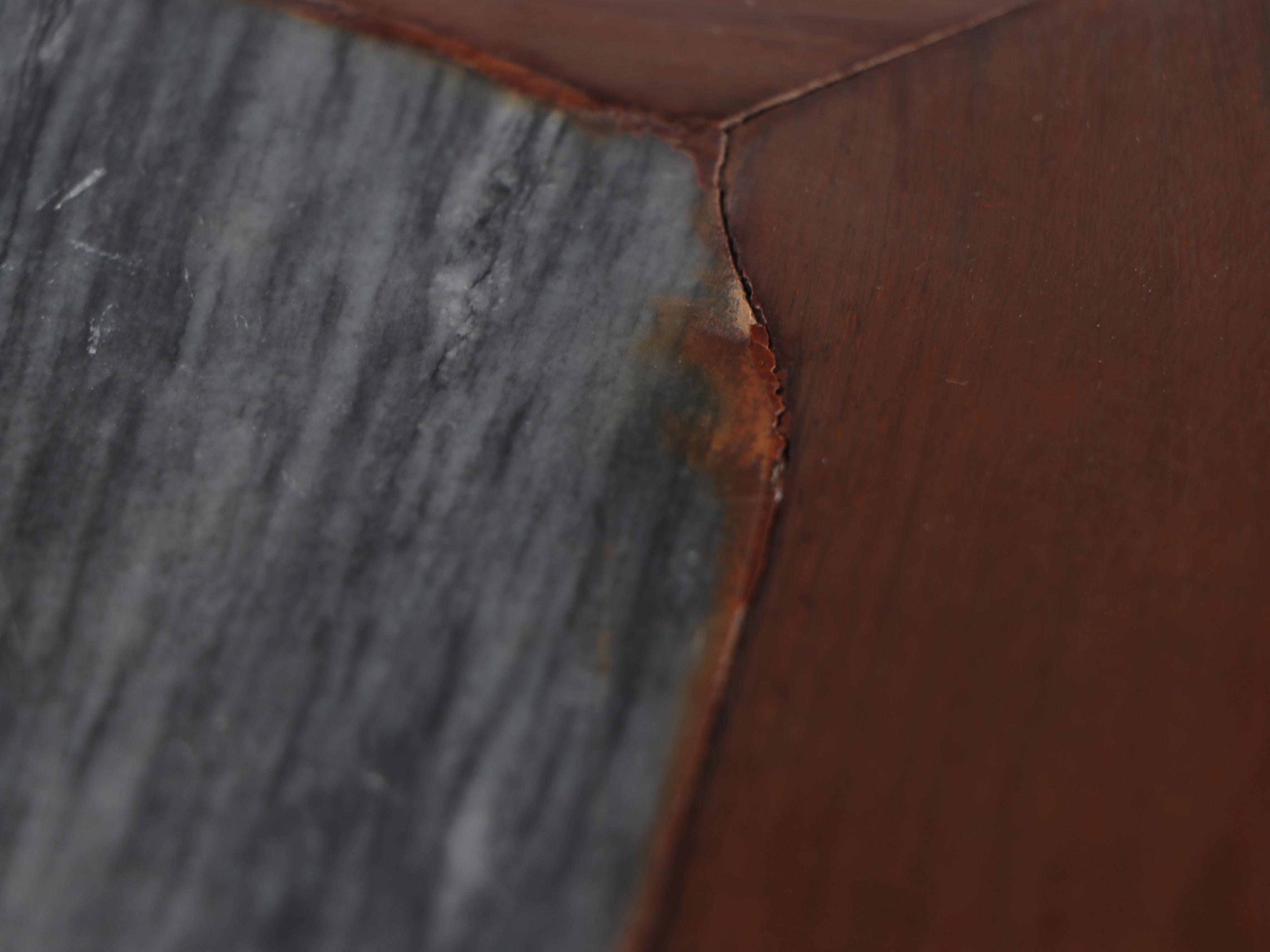 Pair of Chinese Carved Wood and Marble Top Stands