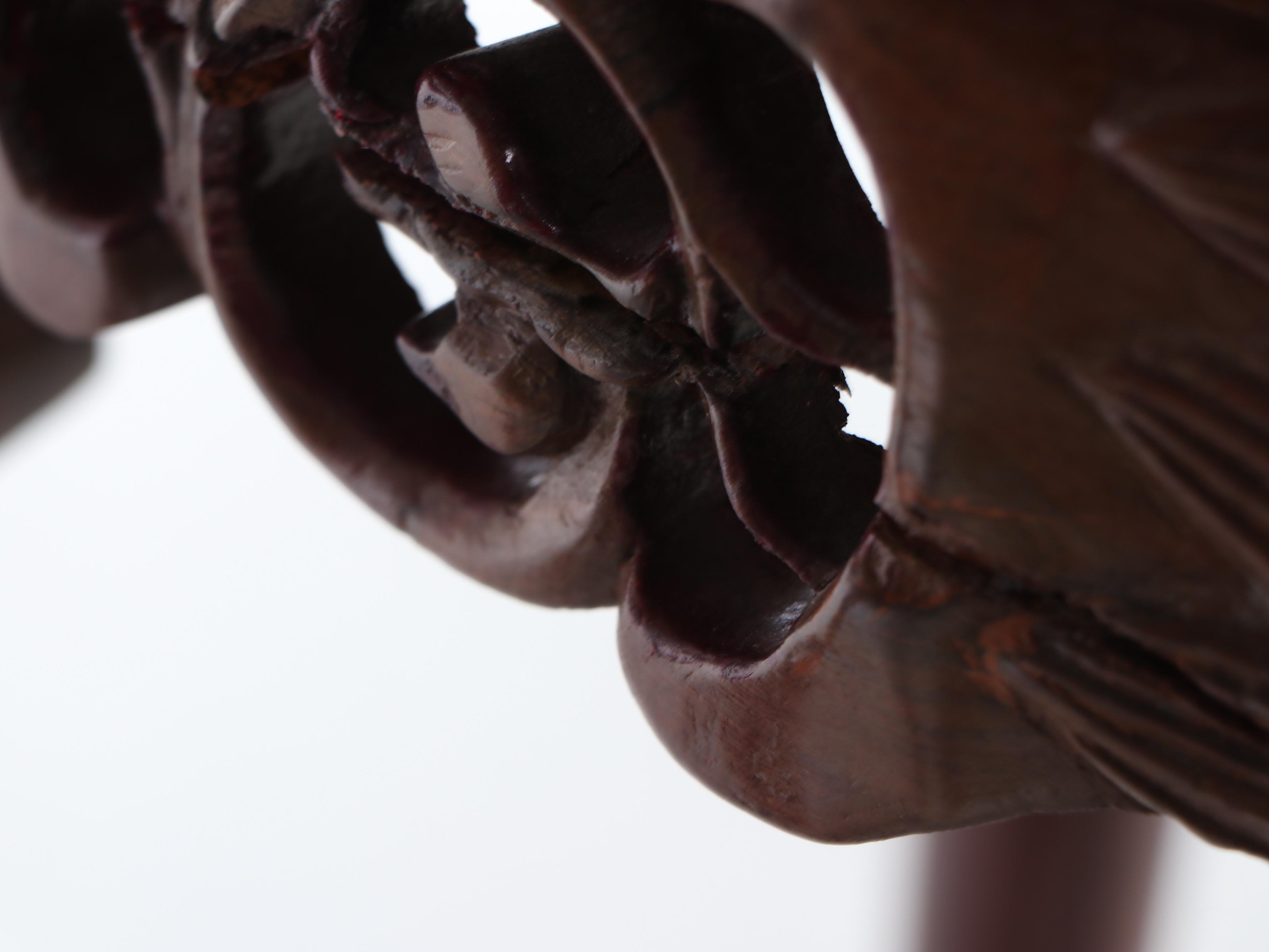 Pair of Chinese Carved Wood and Marble Top Stands