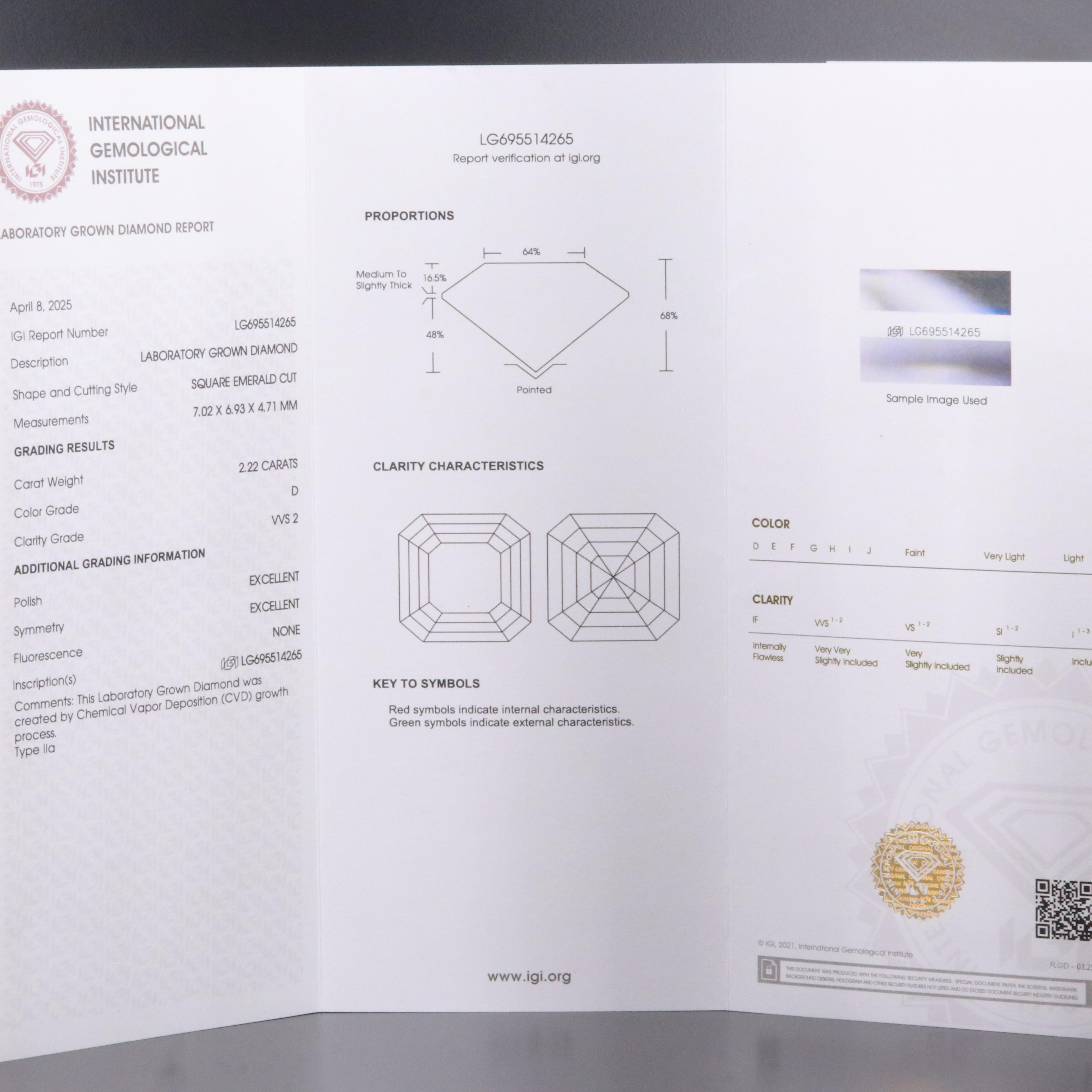 Platinum 4.47 CTW Lab Grown Diamond Stud Earrings with IGI Reports