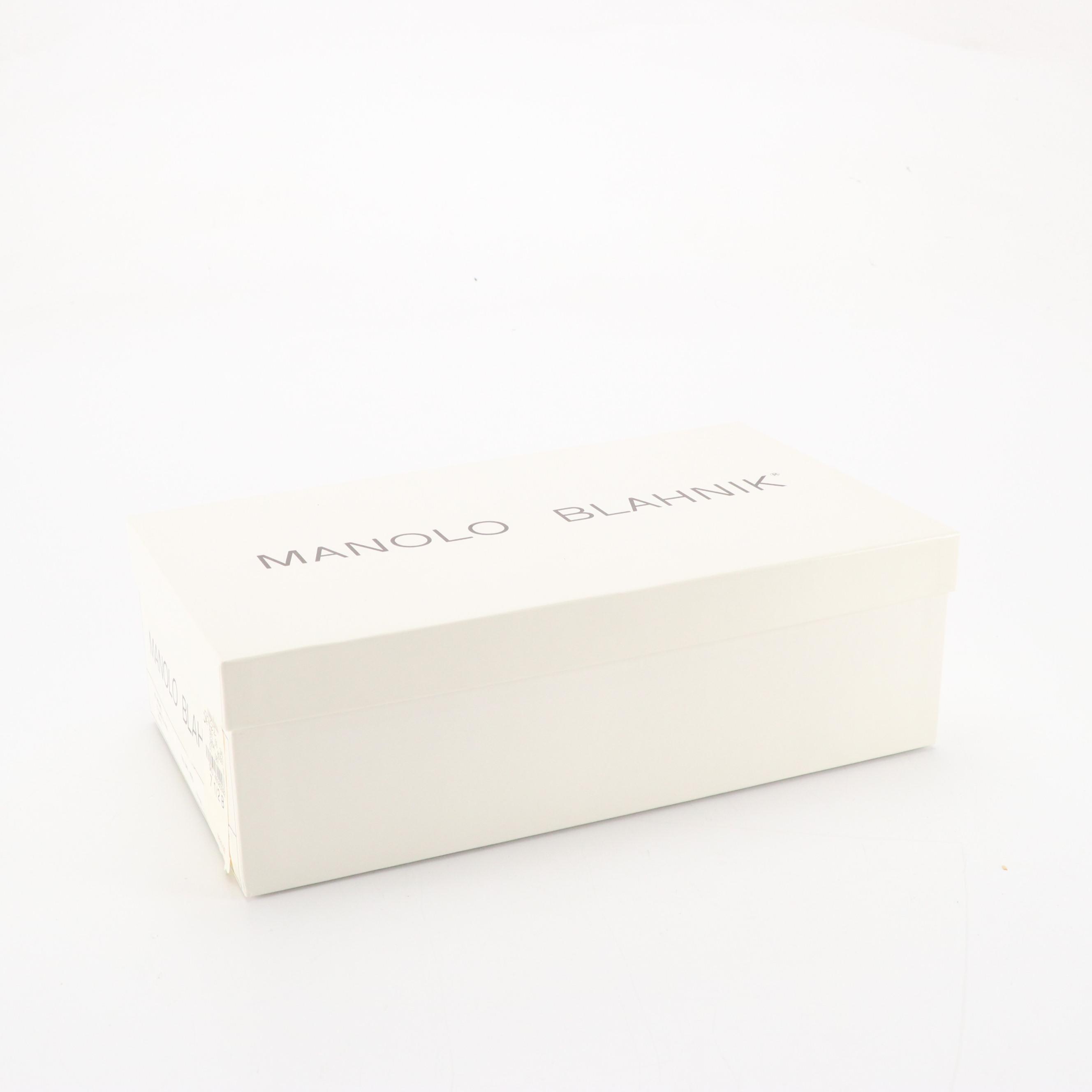 Manolo Blahnik Black Suede Beaded Ankle Strap Dress Sandals in Box