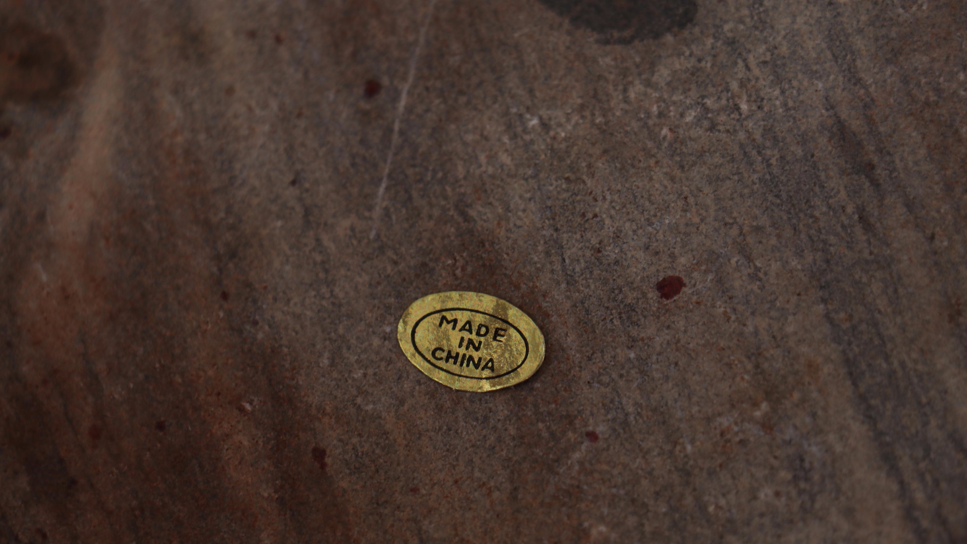 Pair of Chinese Carved Wood and Marble Top Stands