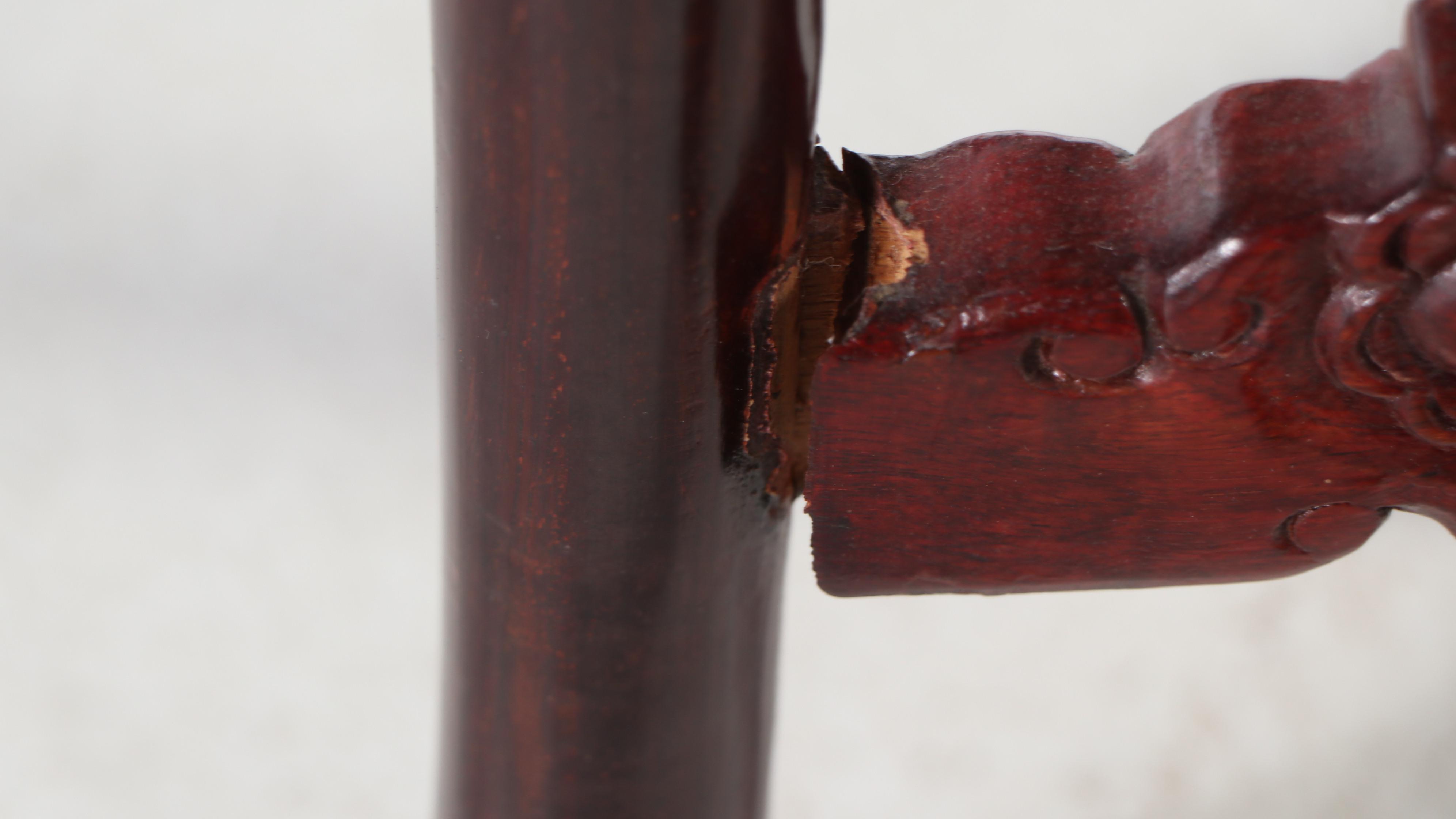Pair of Chinese Carved Wood and Marble Top Stands
