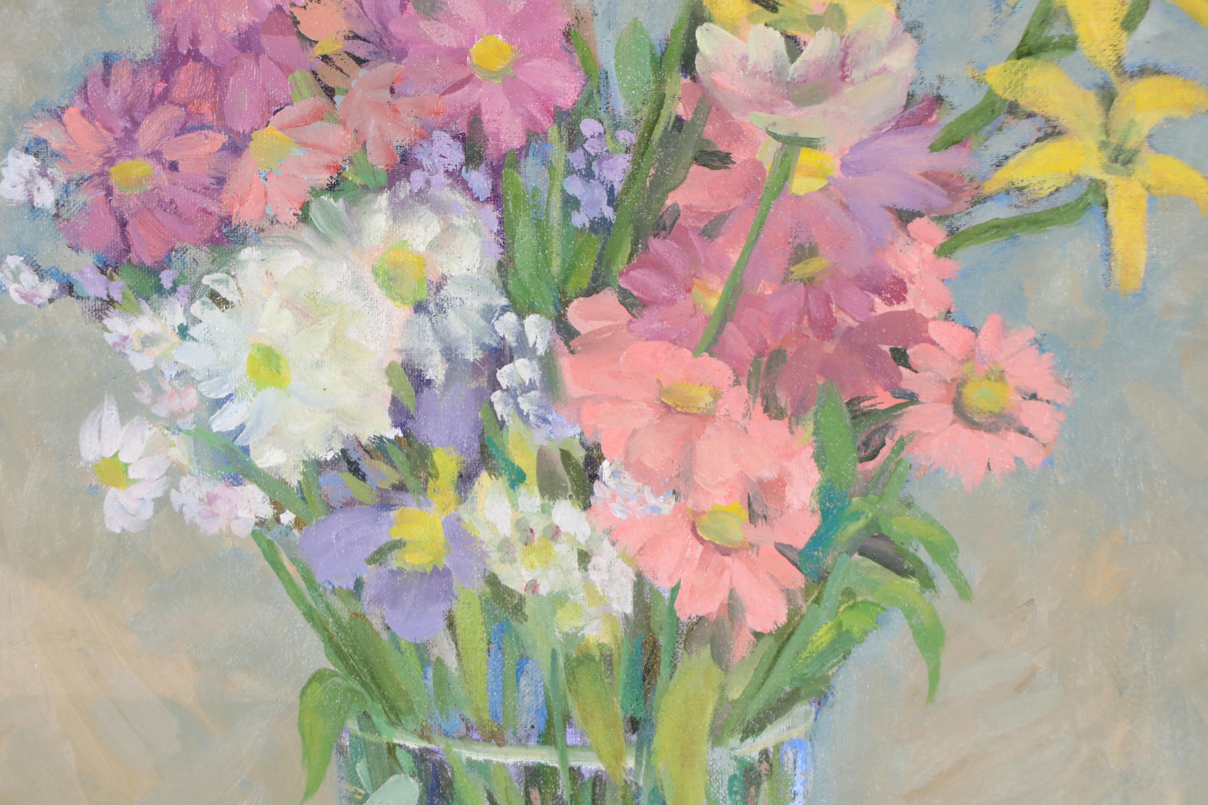 Martha E. Weber Oil Still Life with Flowers and Apples