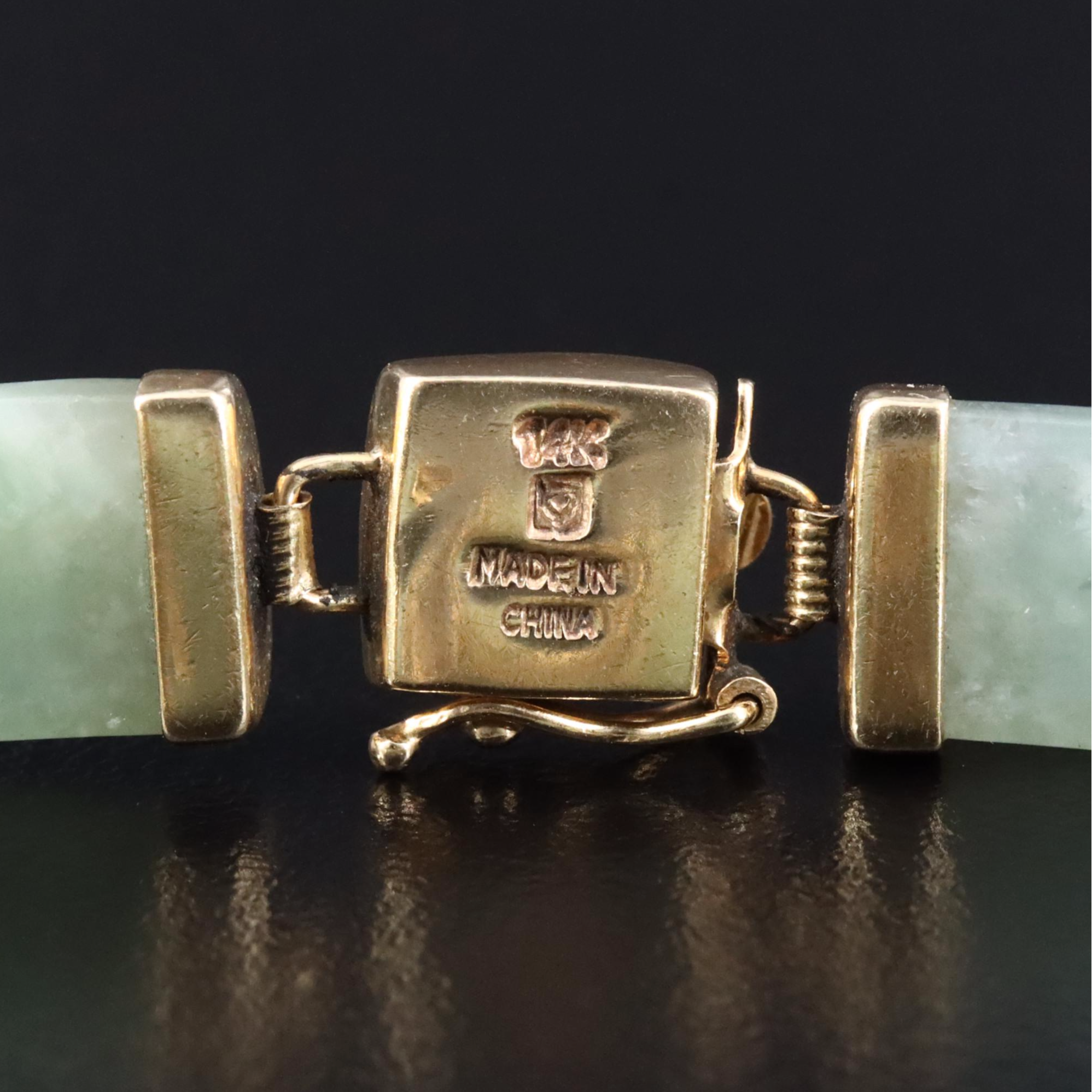 14K Jadeite Bracelet with Chinese Good Fortune Stations