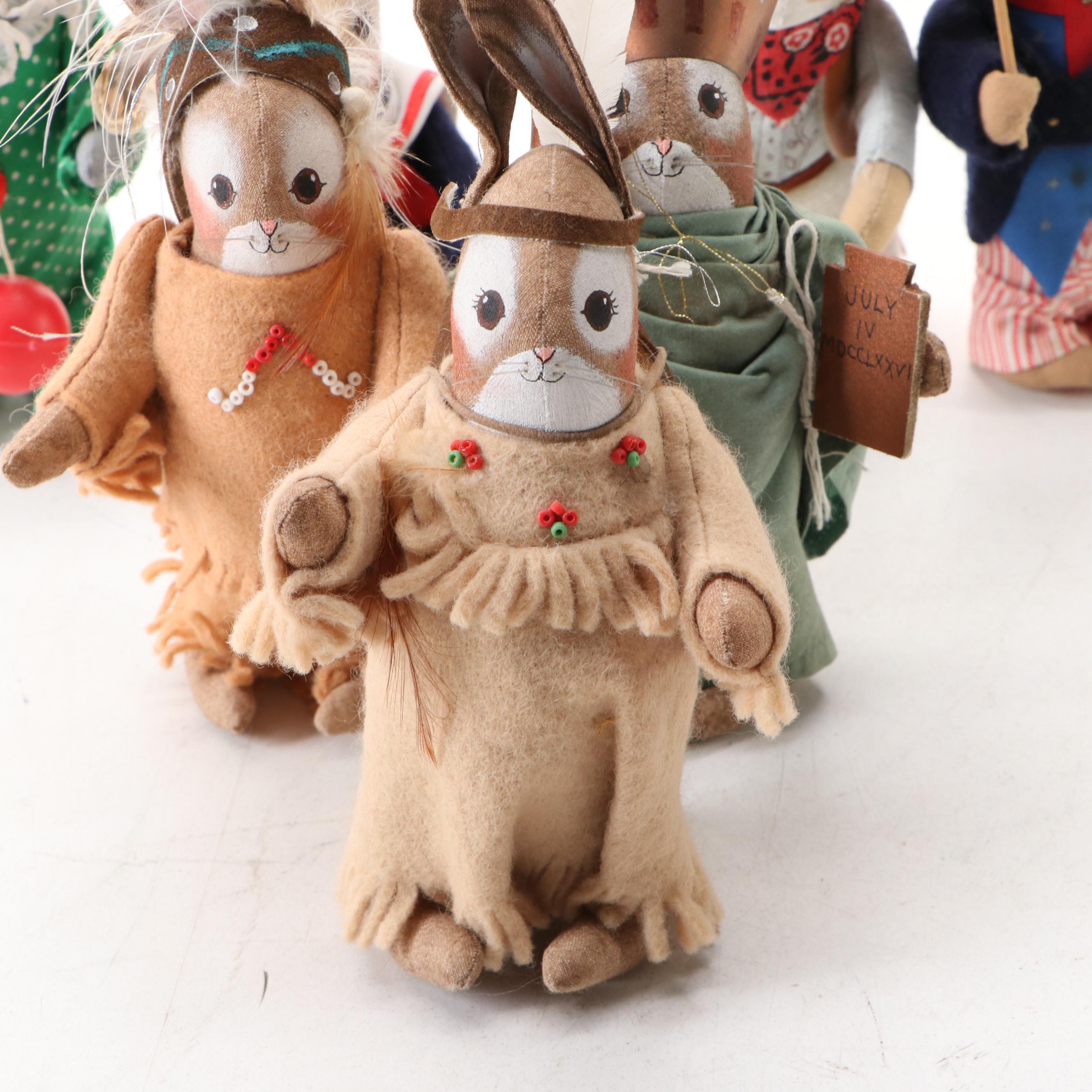 Gladys Boalt Fabric Rabbit Ornaments, Late 20th Century