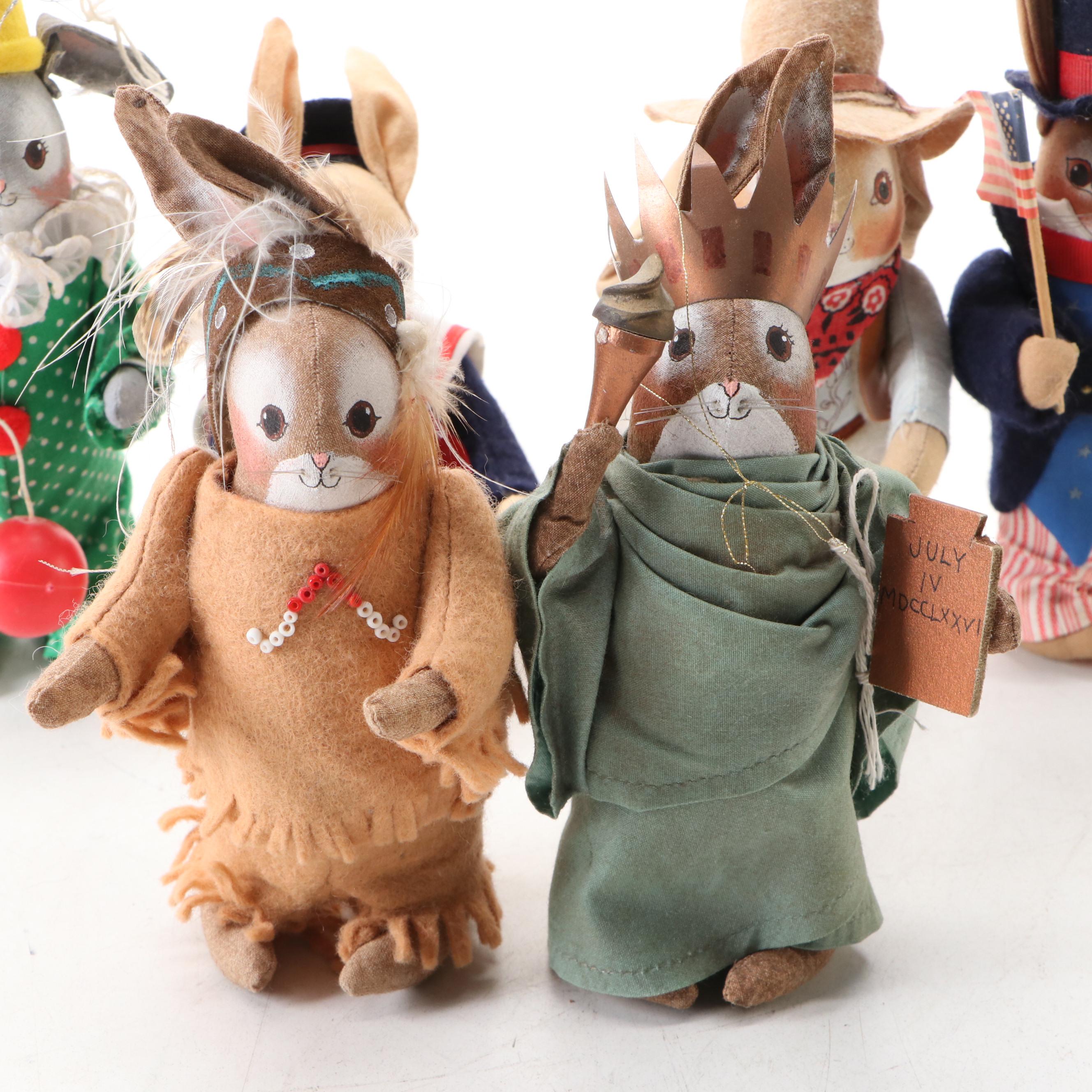 Gladys Boalt Fabric Rabbit Ornaments, Late 20th Century
