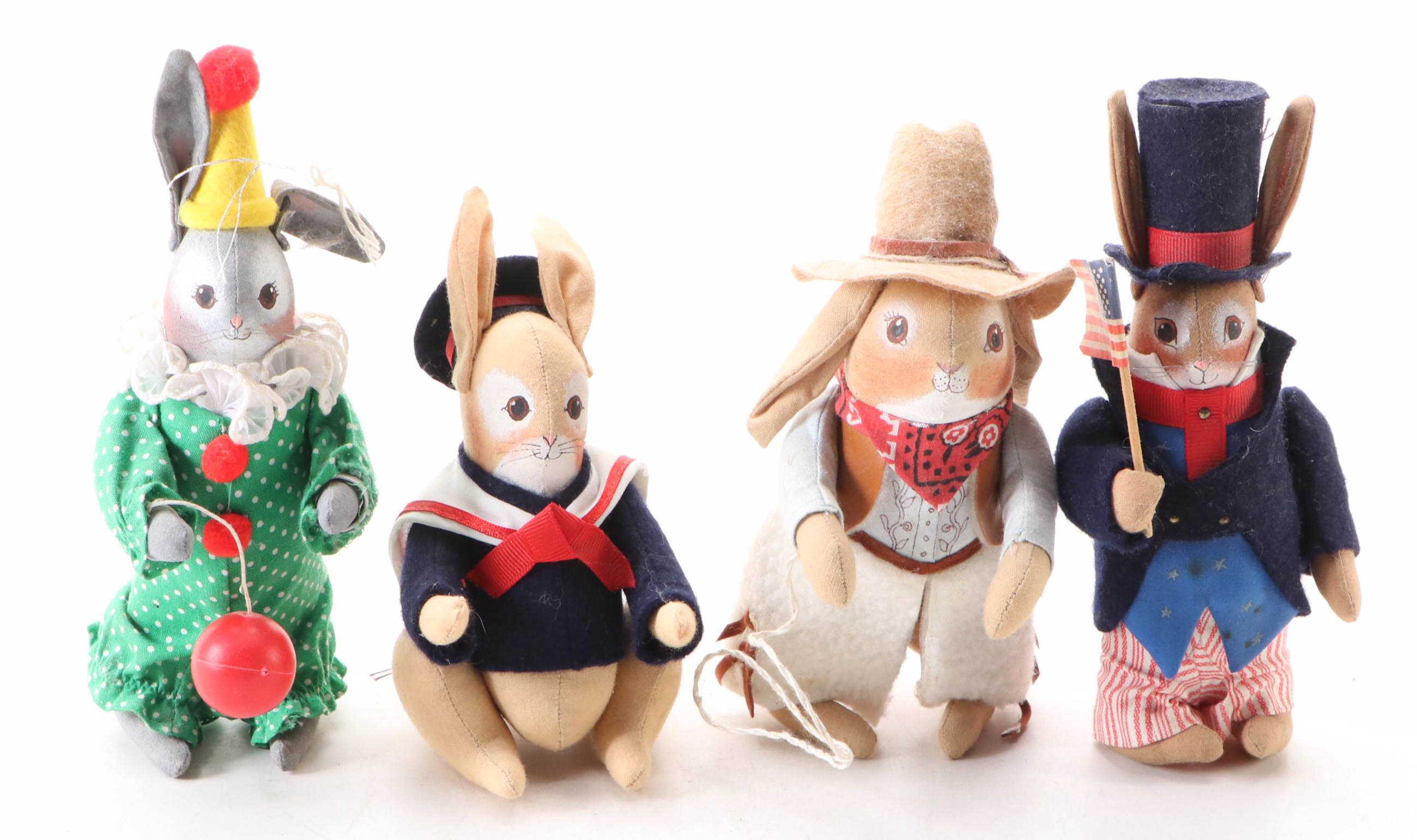 Gladys Boalt Fabric Rabbit Ornaments, Late 20th Century