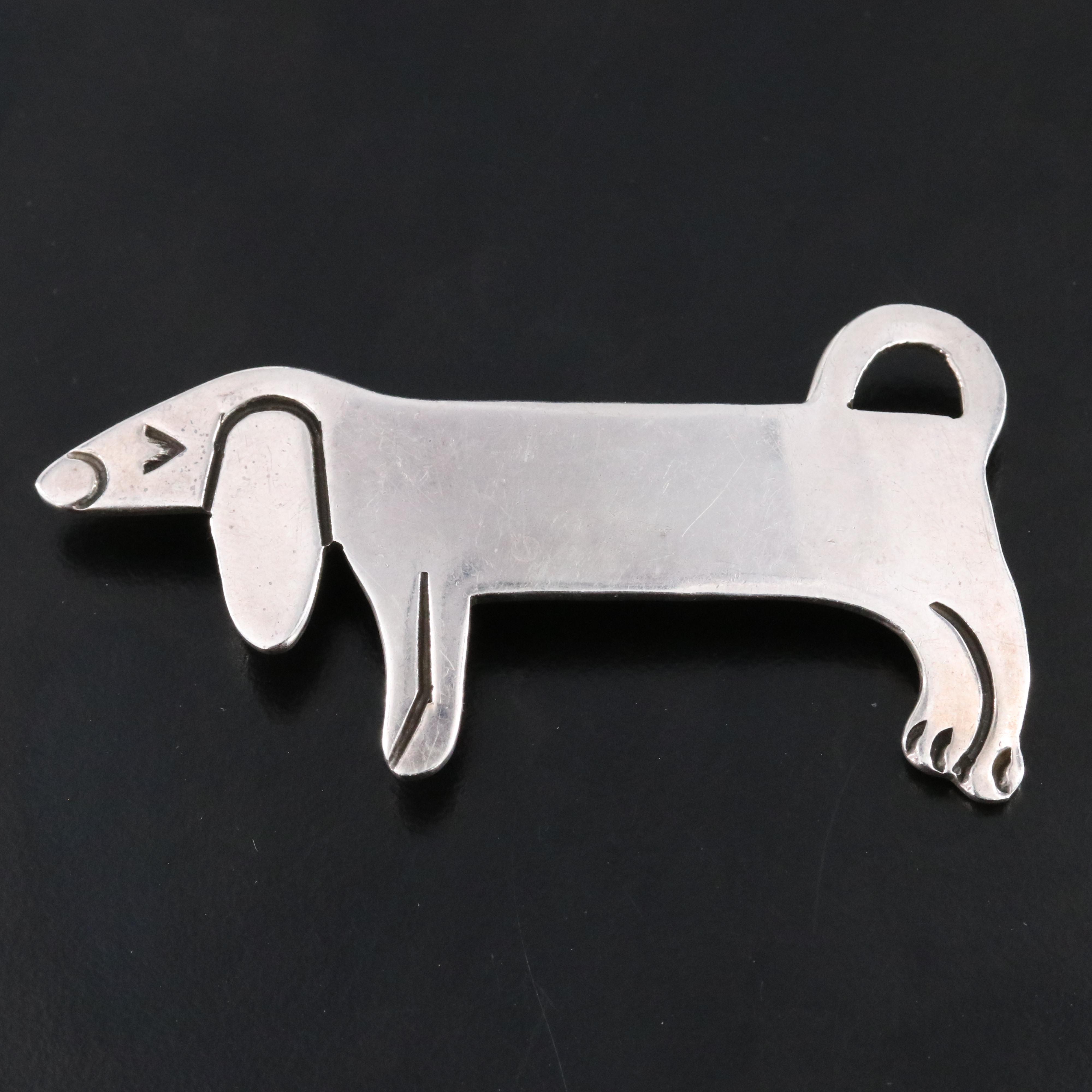 Mexican Sterling Dachshund Brooch