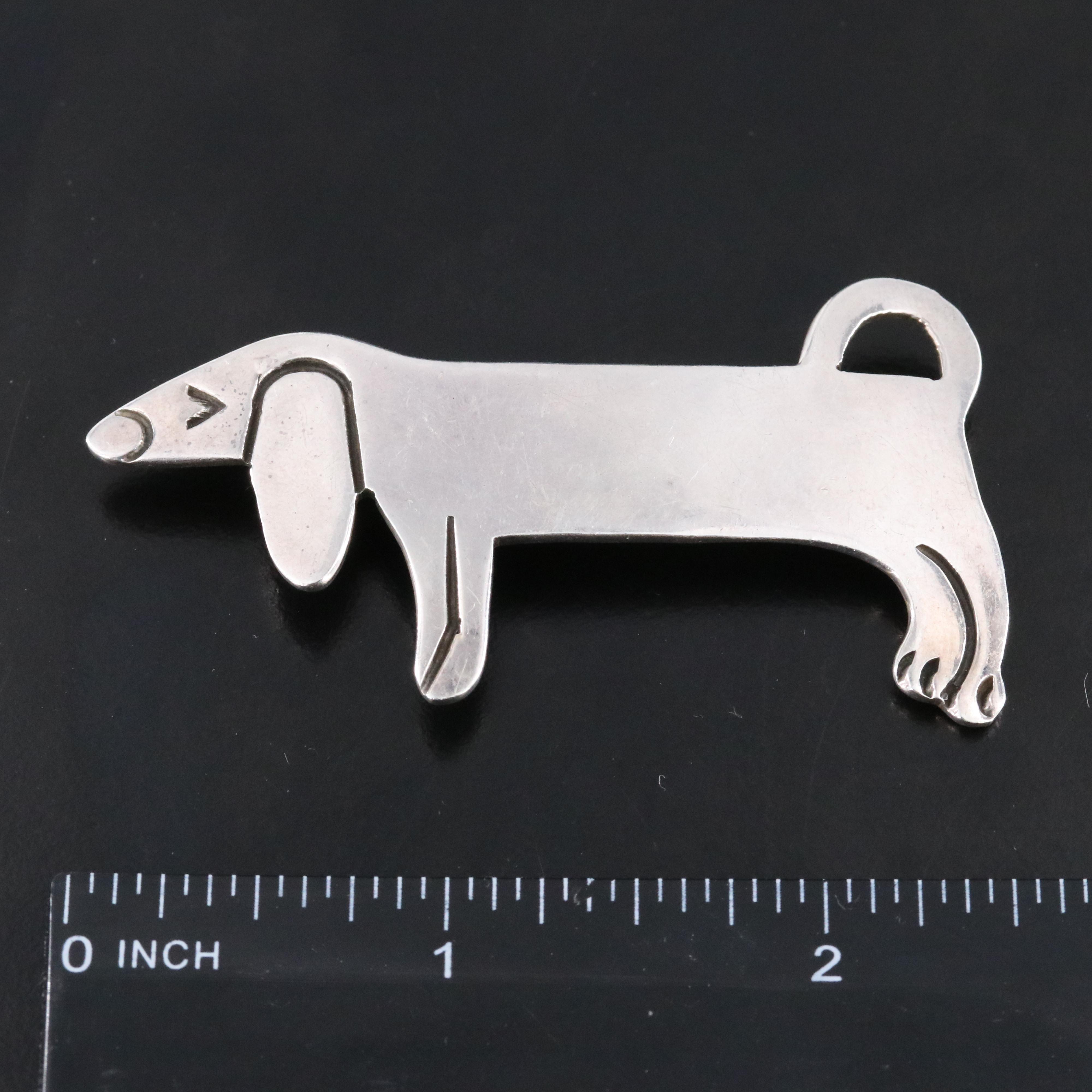 Mexican Sterling Dachshund Brooch