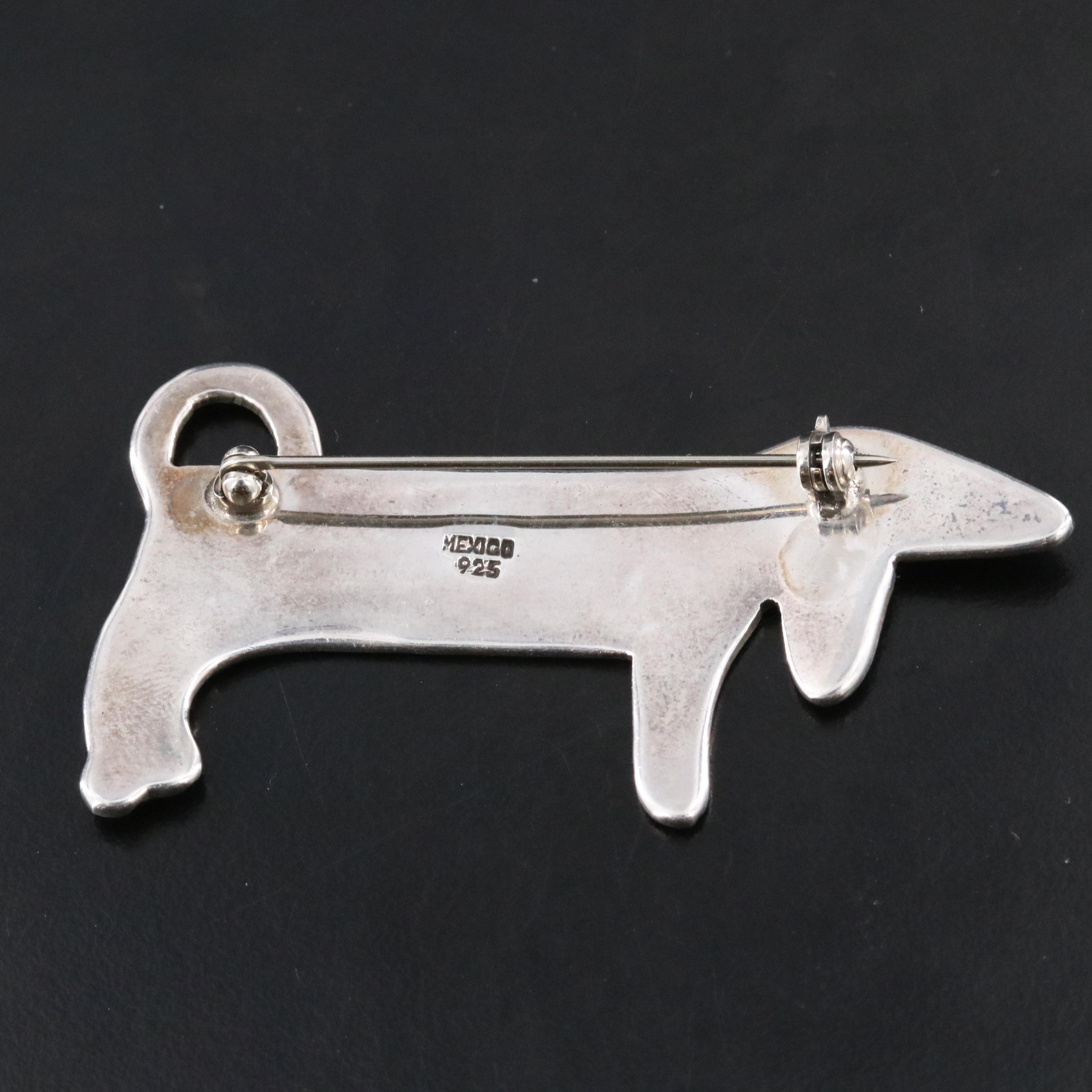 Mexican Sterling Dachshund Brooch